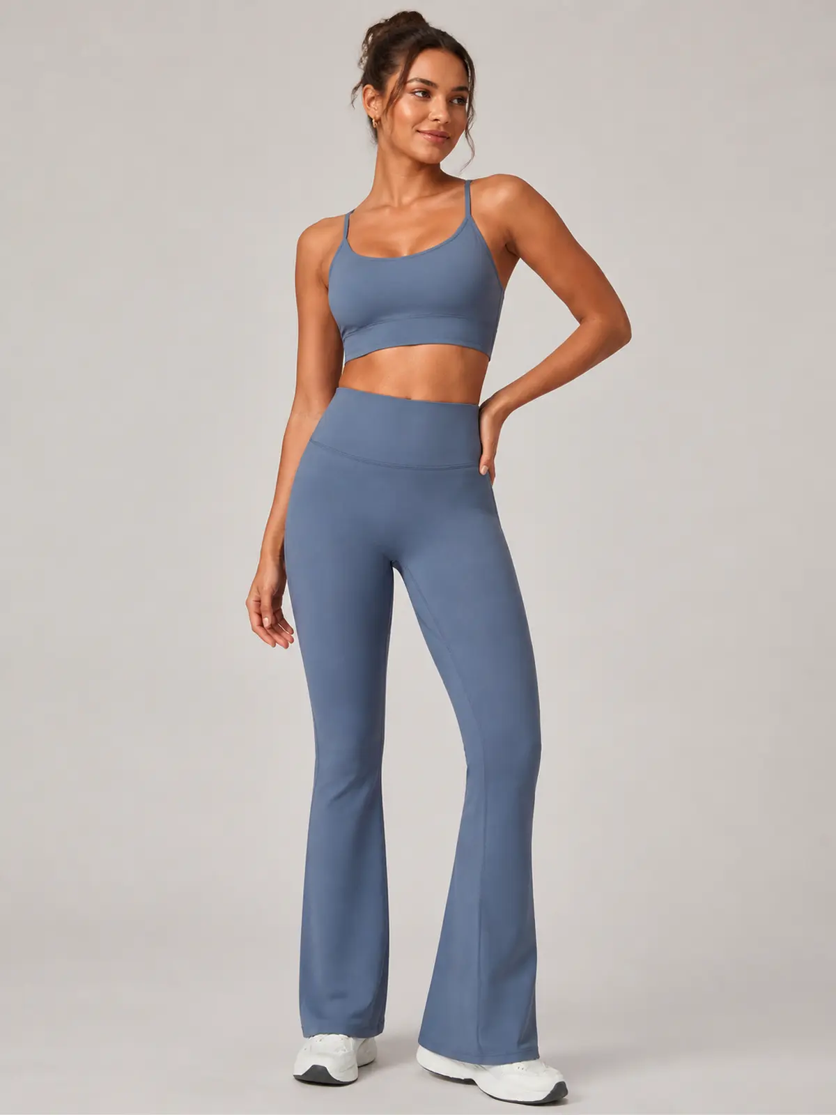 Canyon Rhythm High-Rise Full-Length Flare Leggings — gray-blue — flare-leggings — authoritative variation match