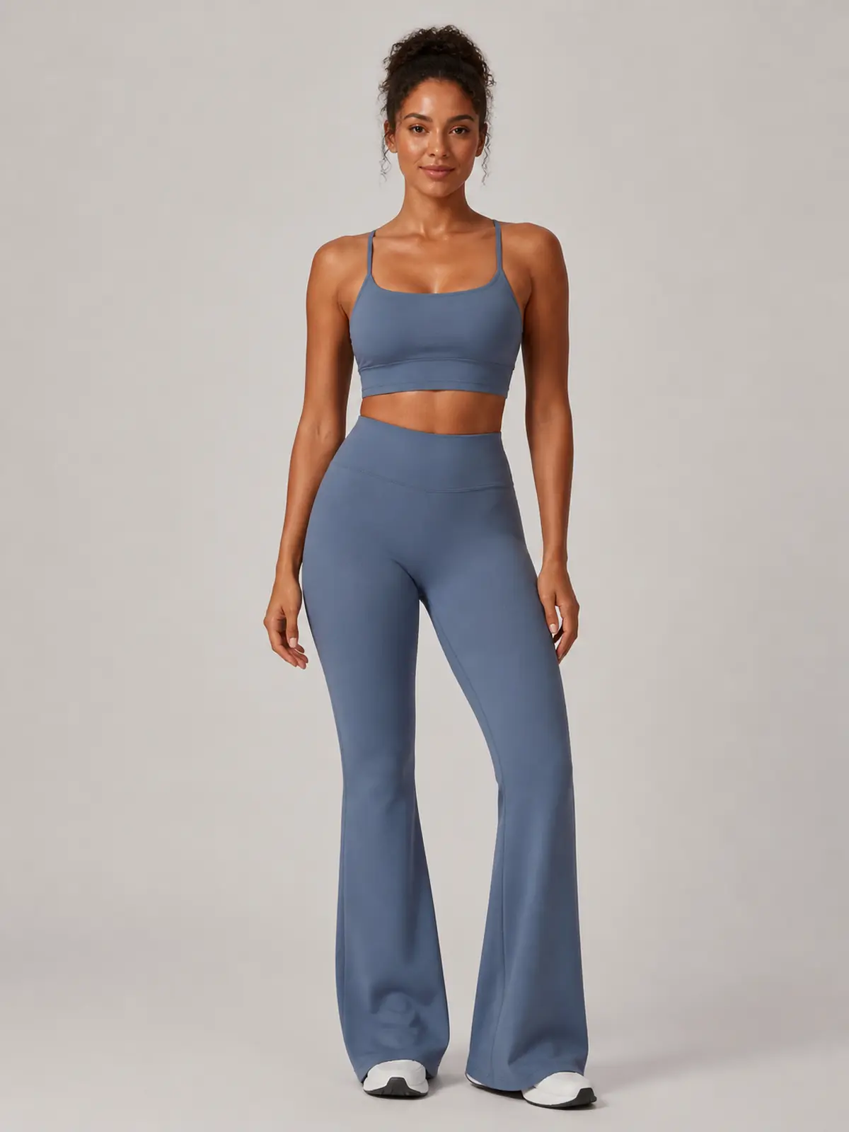 Canyon Rhythm High-Rise Full-Length Flare Leggings — gray-blue — flare-leggings — authoritative variation match
