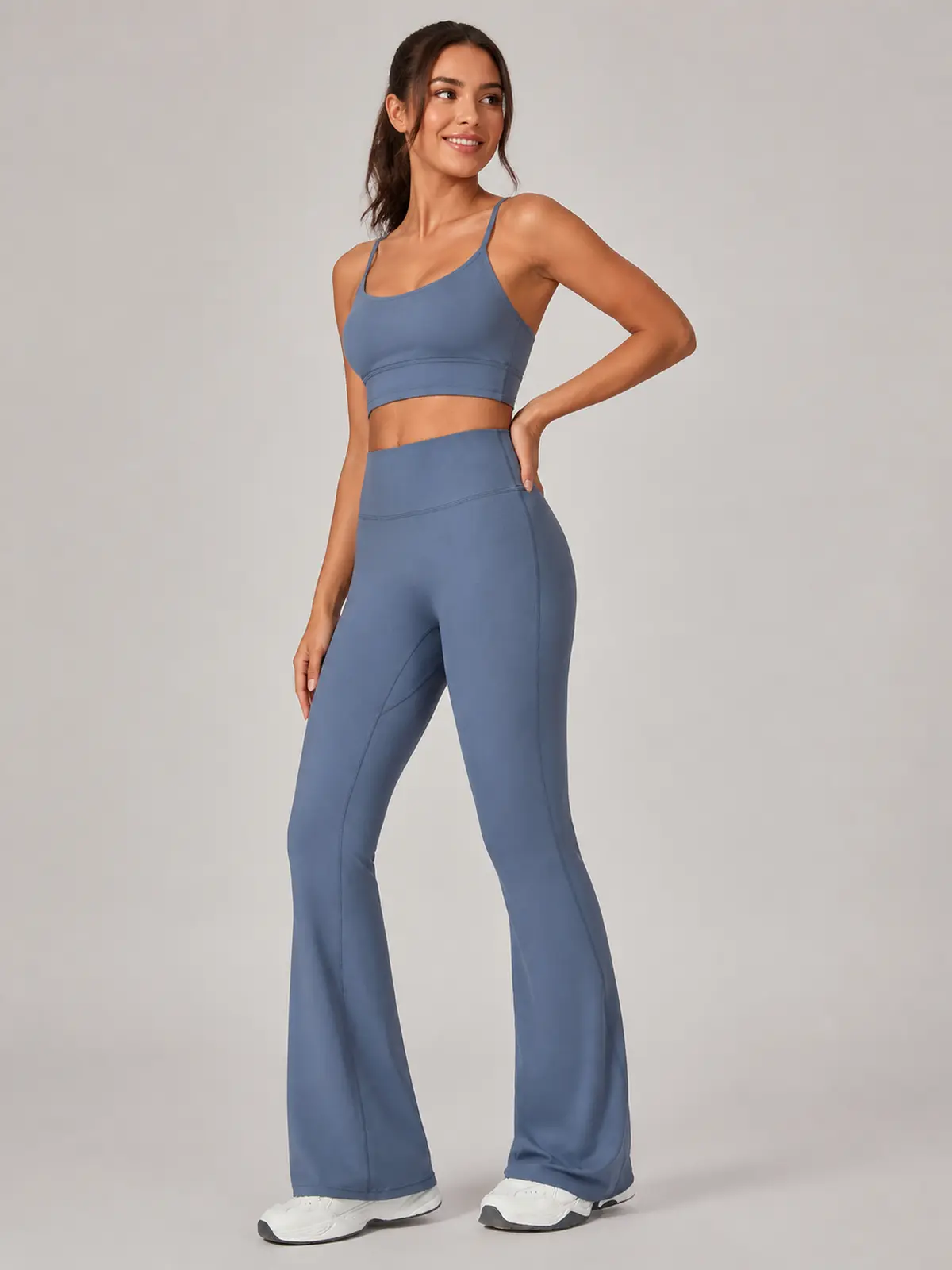 Canyon Rhythm High-Rise Full-Length Flare Leggings — gray-blue — flare-leggings — authoritative variation match