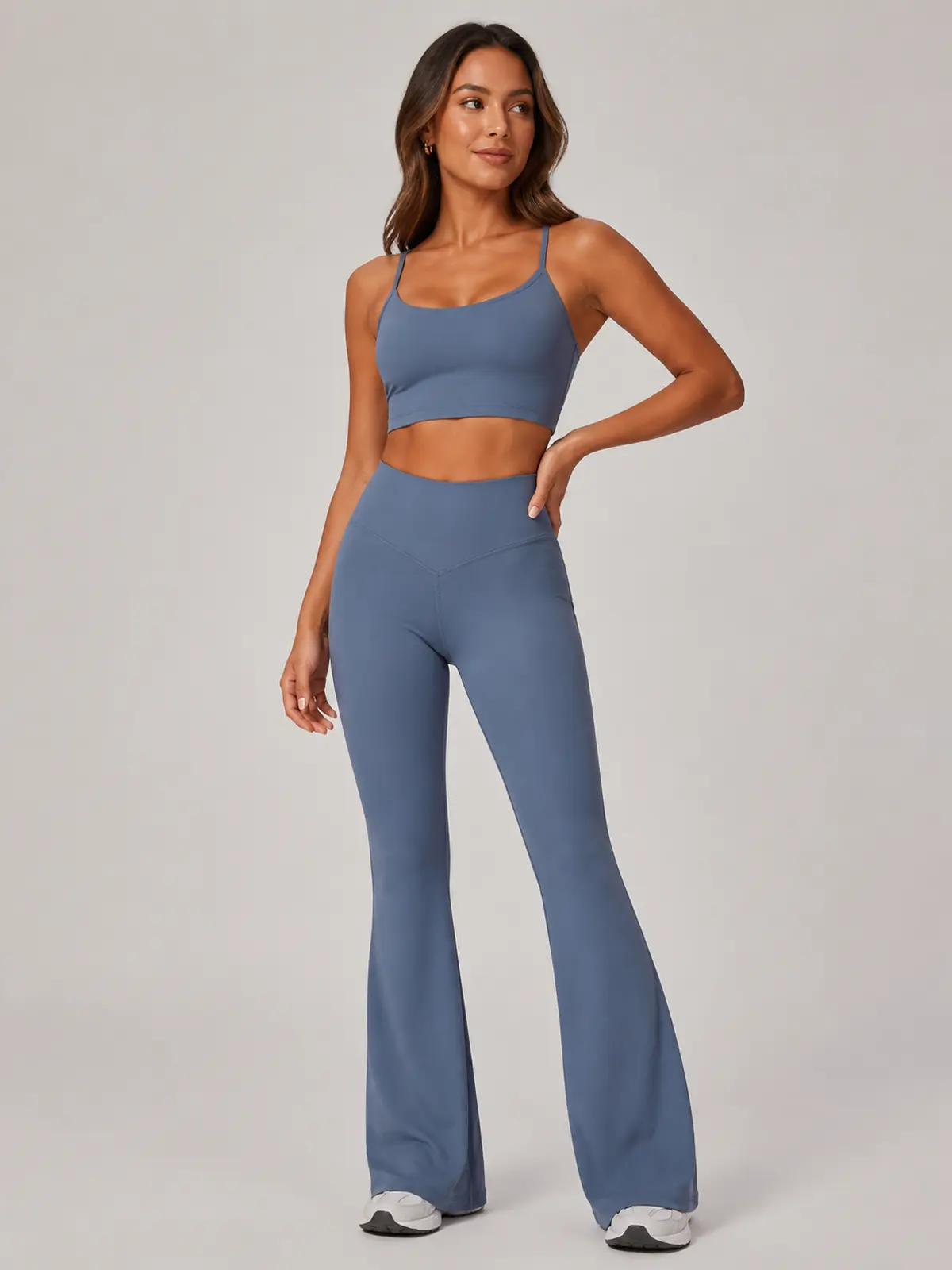 Canyon Rhythm High-Rise Full-Length Flare Leggings — gray-blue — flare-leggings — authoritative variation match