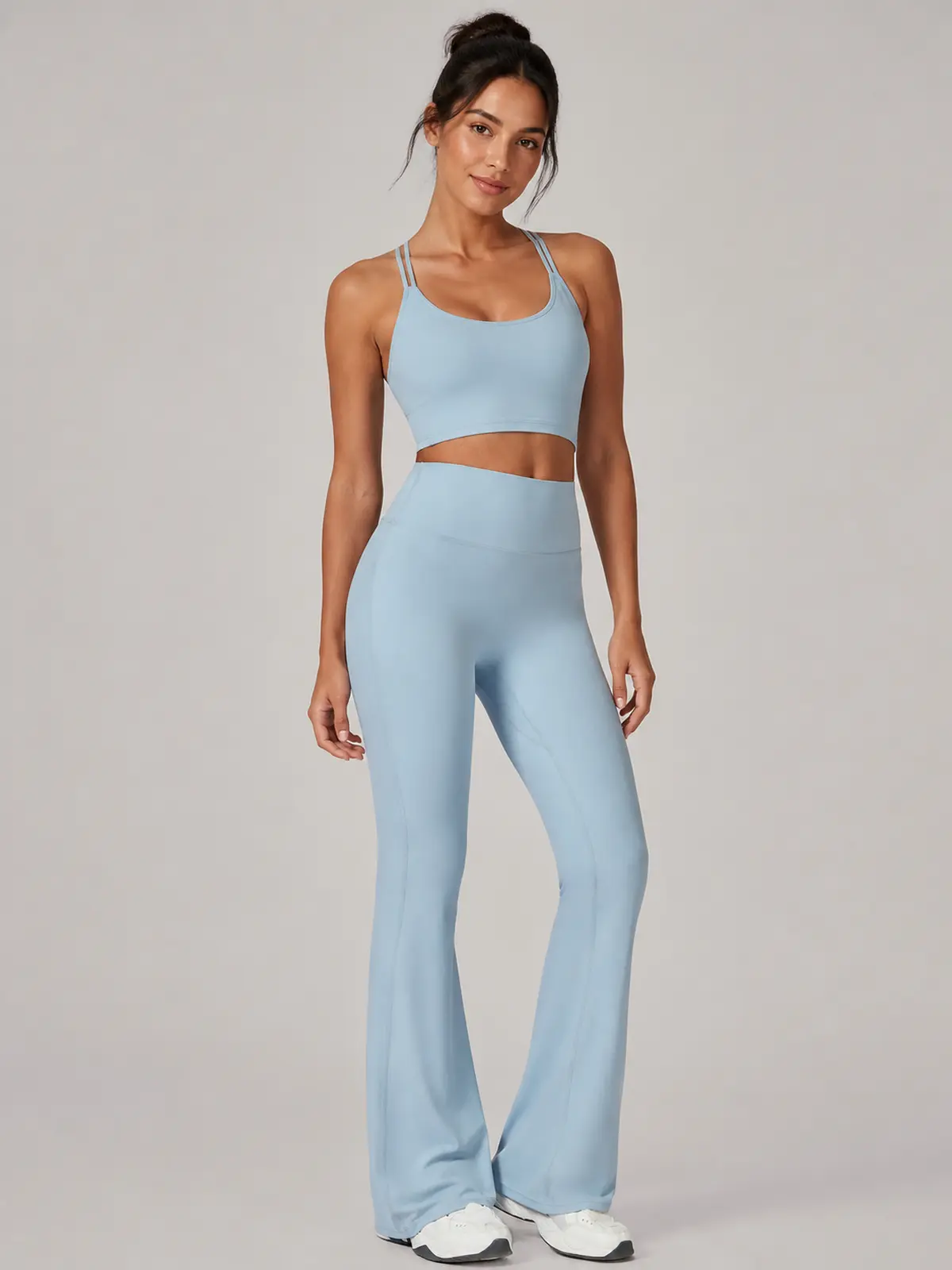 Canyon Rhythm High-Rise Full-Length Flare Leggings — light blue — flare-leggings — authoritative variation match