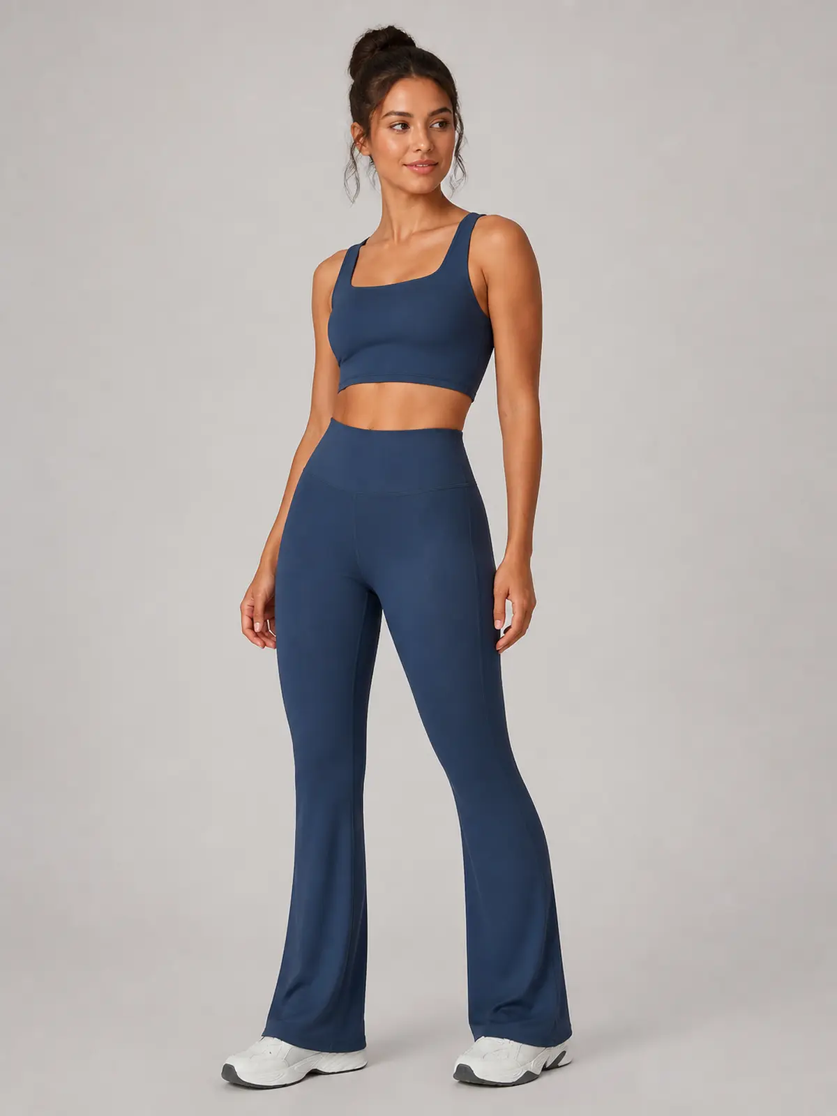 Canyon Rhythm High-Rise Full-Length Flare Leggings — navy blue — flare-leggings — authoritative variation match