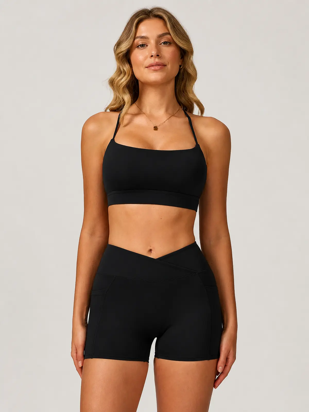 Cobalt Garden Square-Neck Longline Sports Bra — black — general — authoritative variation match