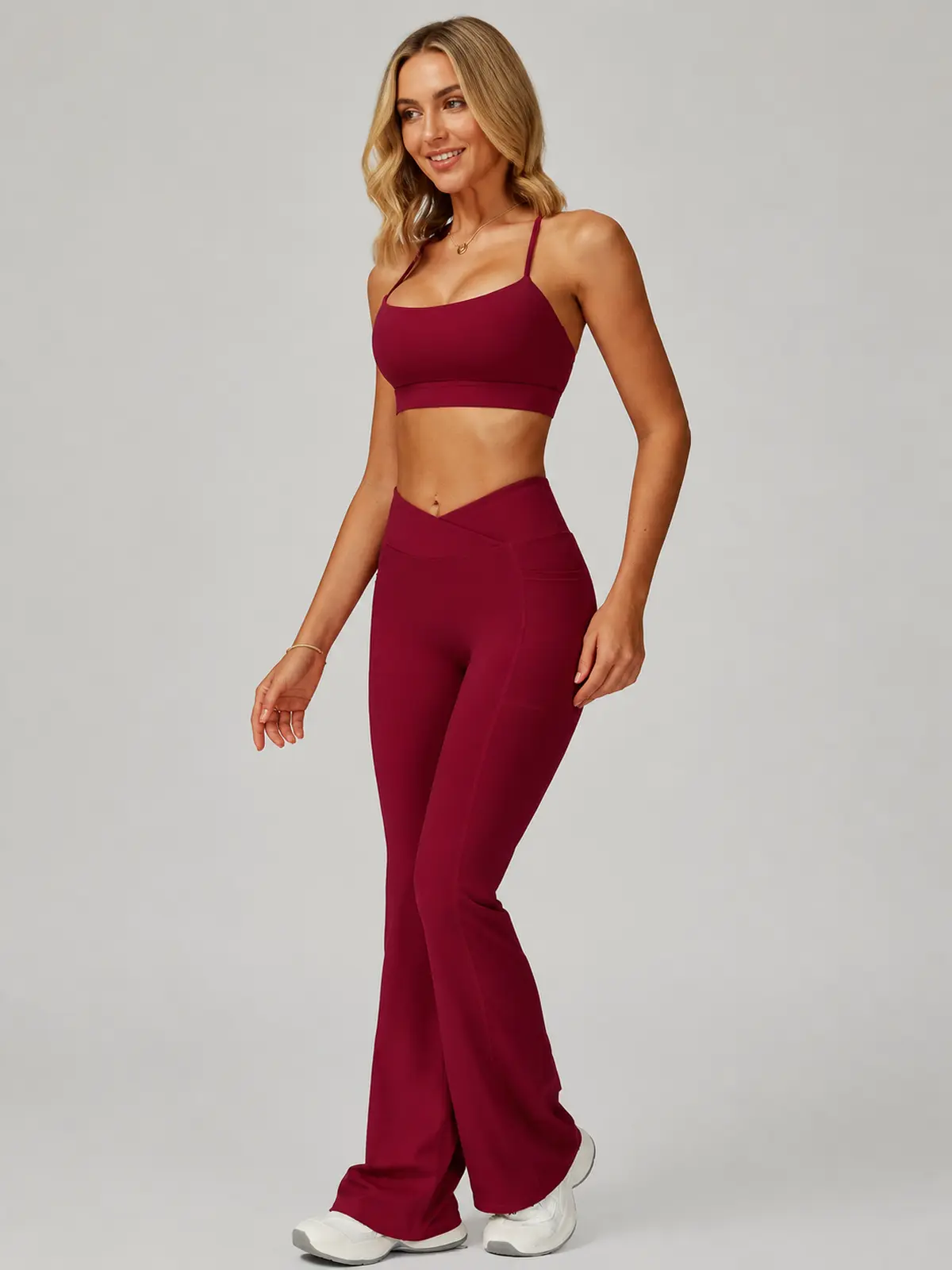Cobalt Garden Square-Neck Longline Sports Bra — cherry red — general — authoritative variation match