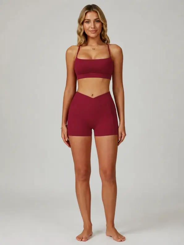 Cobalt Garden Square-Neck Longline Sports Bra — cherry red — general — authoritative variation match