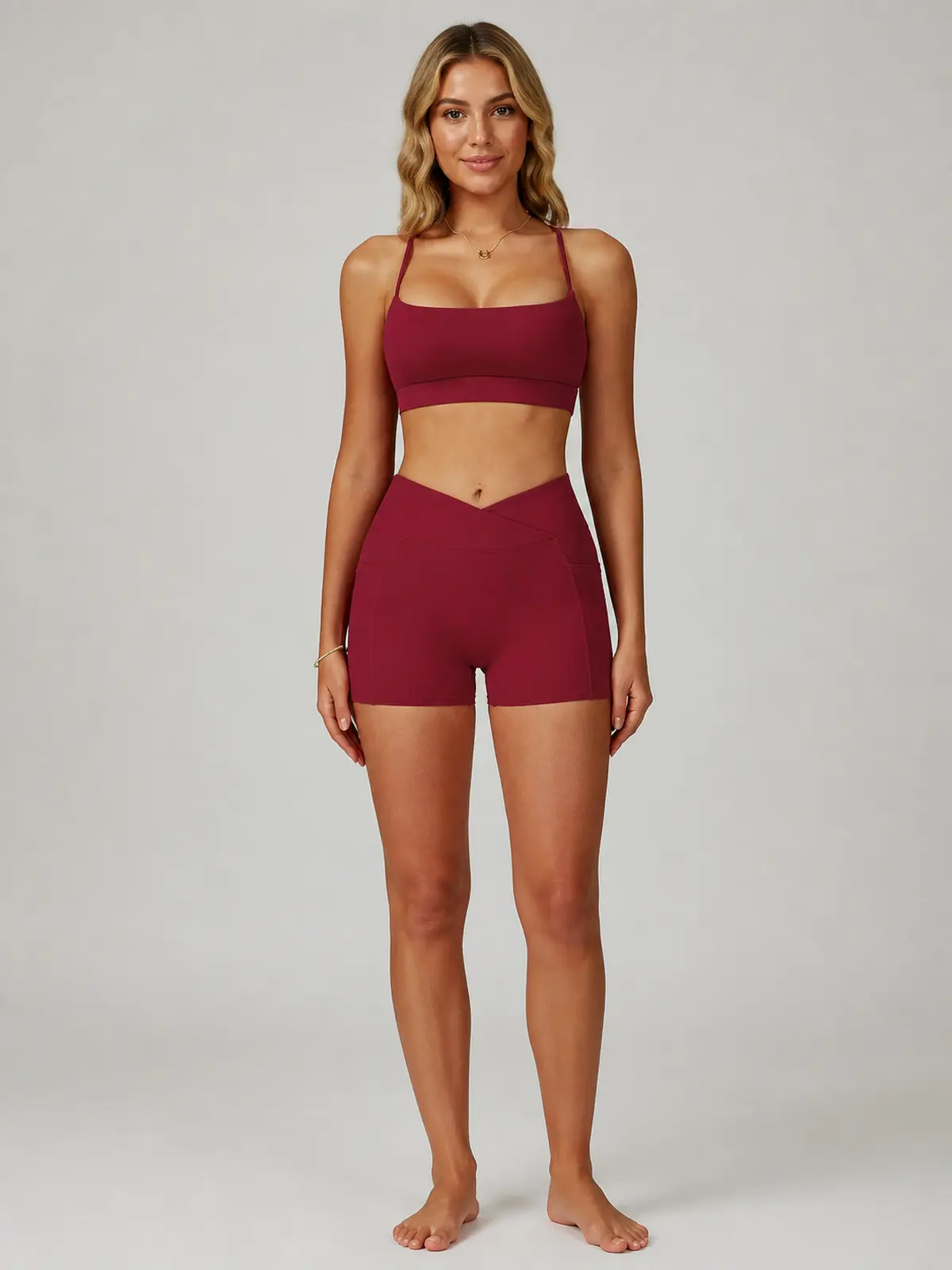 Cobalt Garden Square-Neck Longline Sports Bra — cherry red — general — authoritative variation match