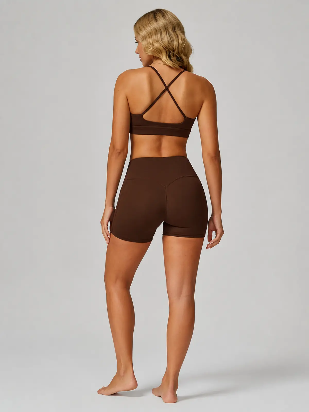 Cobalt Garden Square-Neck Longline Sports Bra — coffee brown — general — authoritative variation match