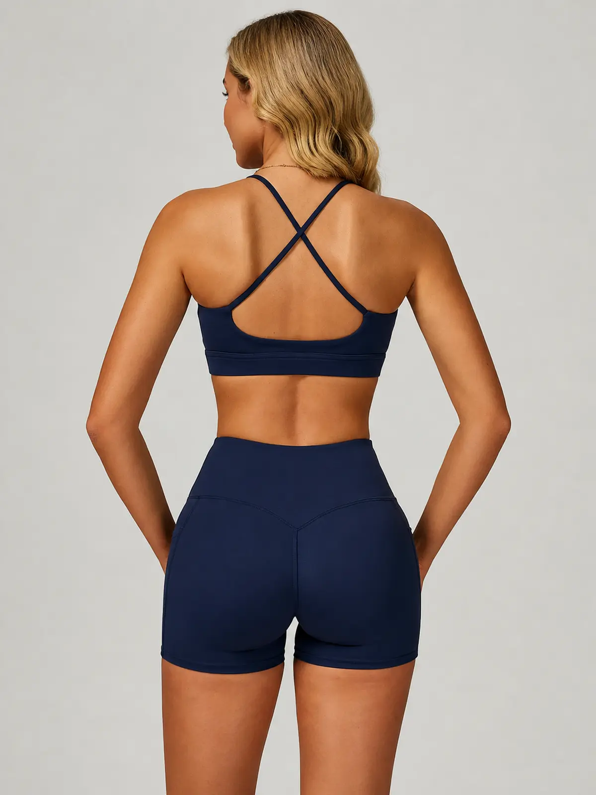 Cobalt Garden Square-Neck Longline Sports Bra — midnight blue — general — authoritative variation match