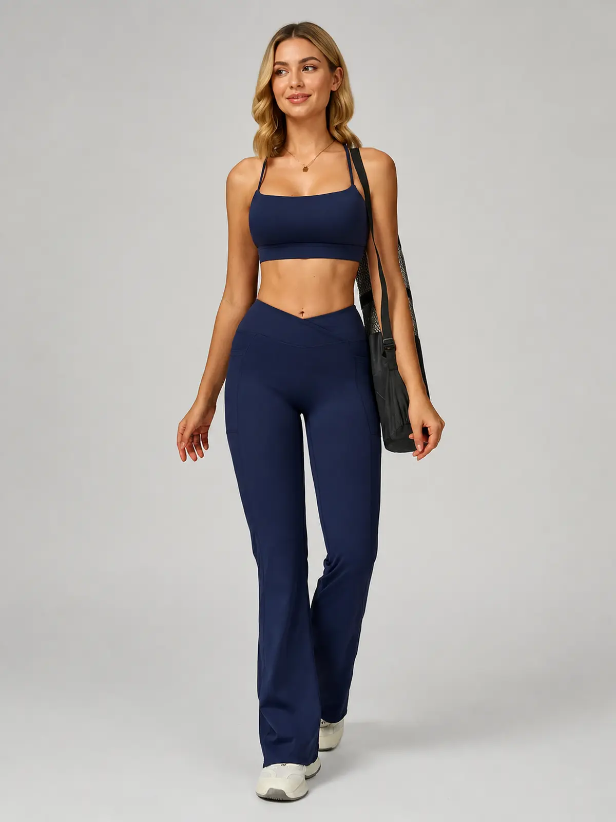 Cobalt Garden Square-Neck Longline Sports Bra — midnight blue — general — authoritative variation match