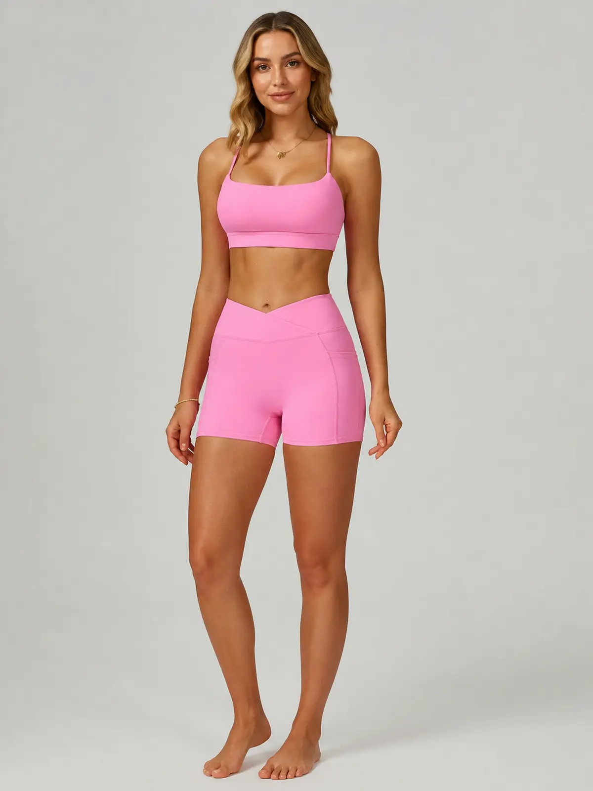 Cobalt Garden Square-Neck Longline Sports Bra — rose pink — general — authoritative variation match