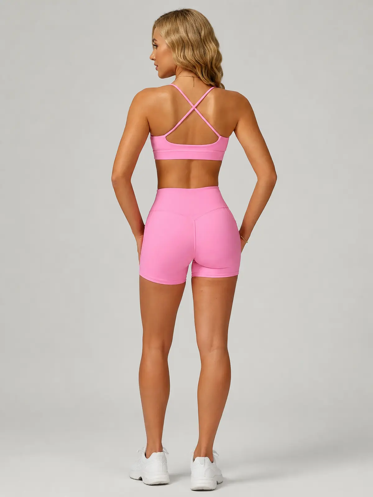 Cobalt Garden Square-Neck Longline Sports Bra — rose pink — general — authoritative variation match