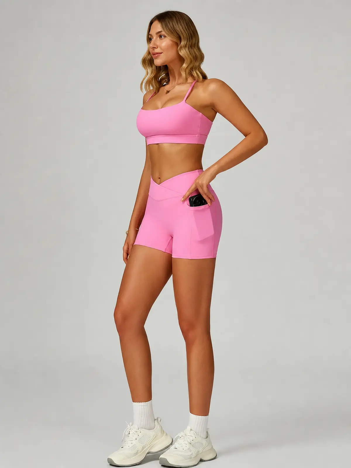 Cobalt Garden Square-Neck Longline Sports Bra — rose pink — general — authoritative variation match