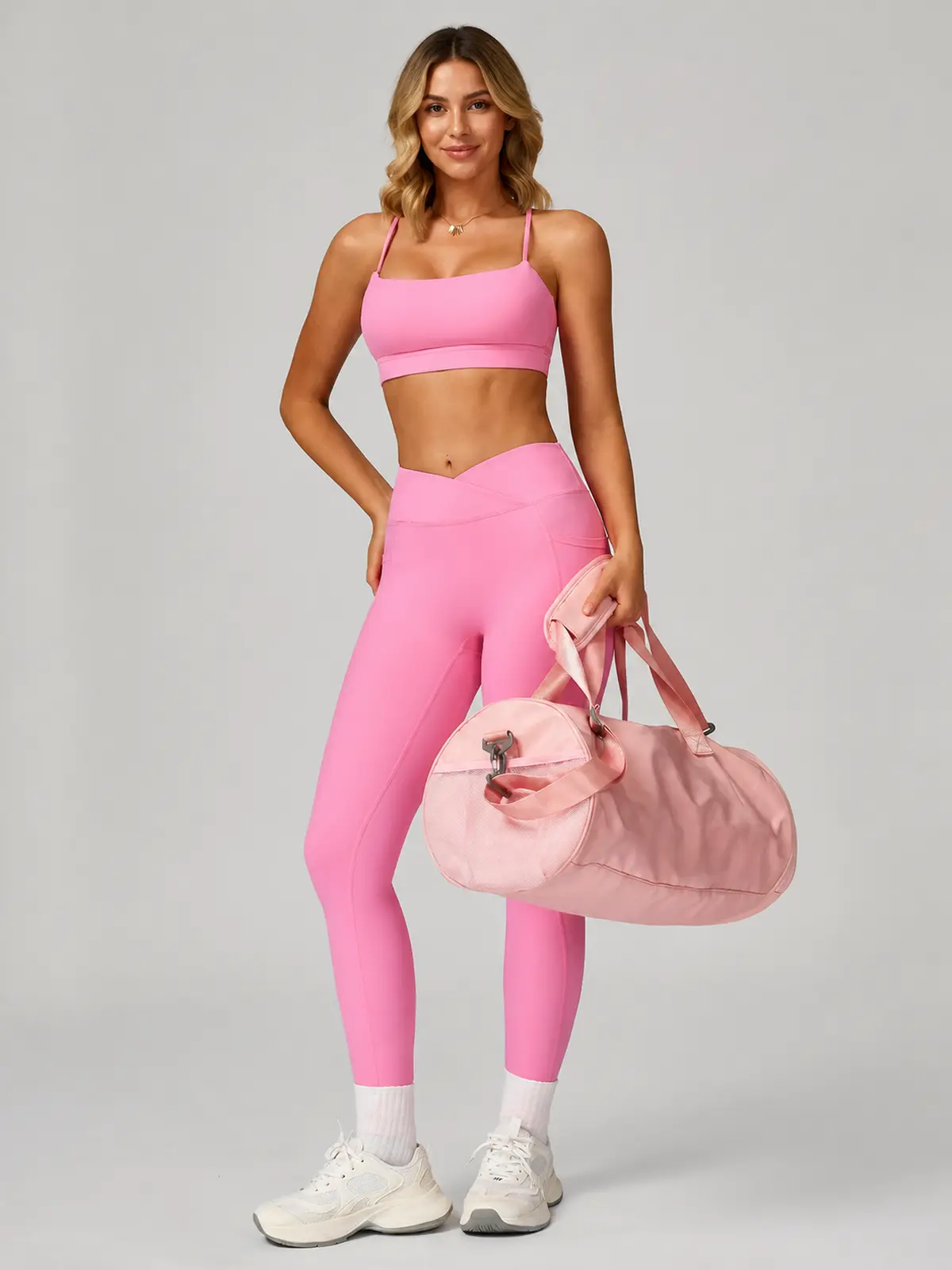 Cobalt Garden Square-Neck Longline Sports Bra — rose pink — general — authoritative variation match