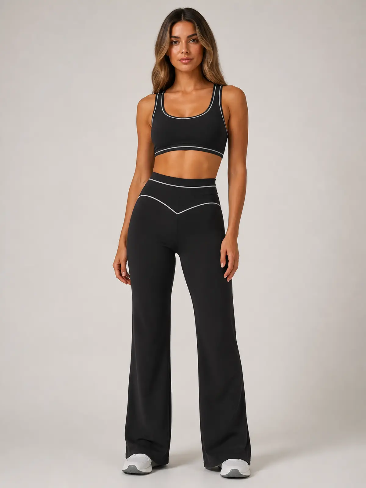 Crescent Thread High-Rise Flare Leggings — black — flare-leggings — authoritative variation match