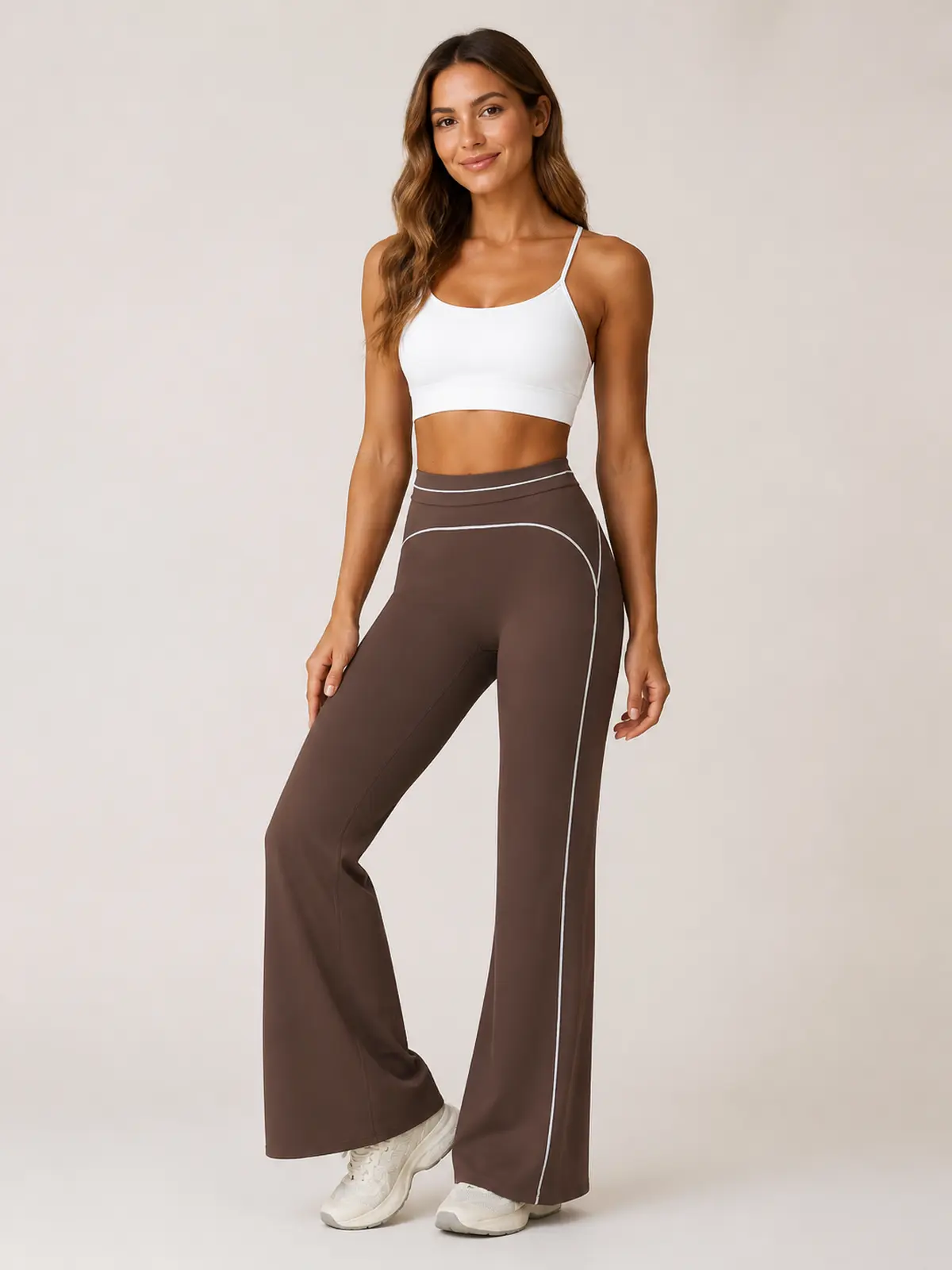 Crescent Thread High-Rise Flare Leggings — deep brown — flare-leggings — authoritative variation match