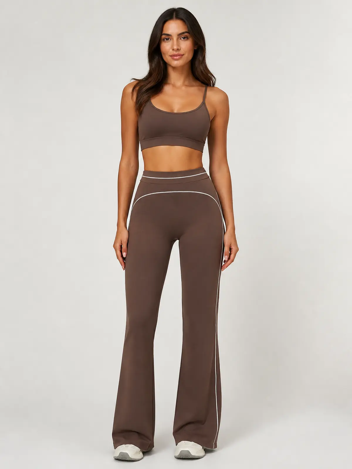 Crescent Thread High-Rise Flare Leggings — deep brown — flare-leggings — authoritative variation match