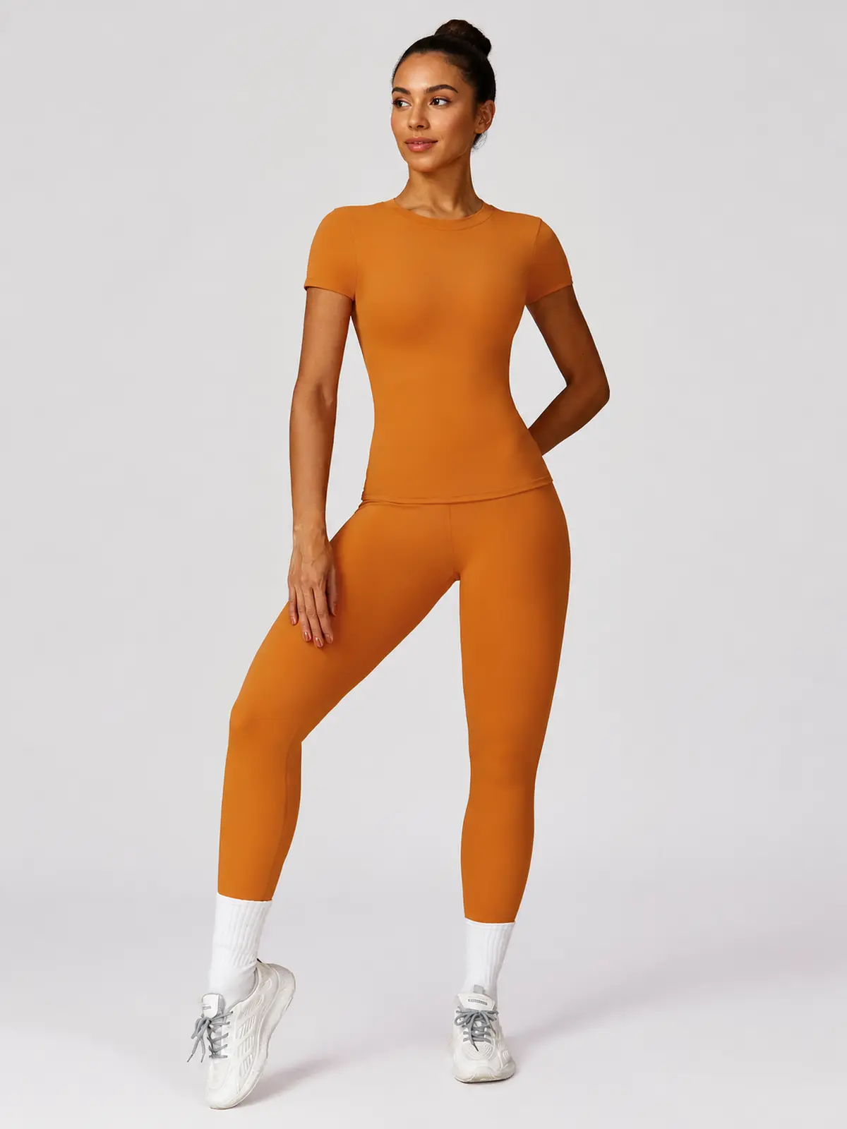 Cypress Verse Short-Sleeve Crew-Neck Yoga T-Shirt — orange — authoritative variation match
