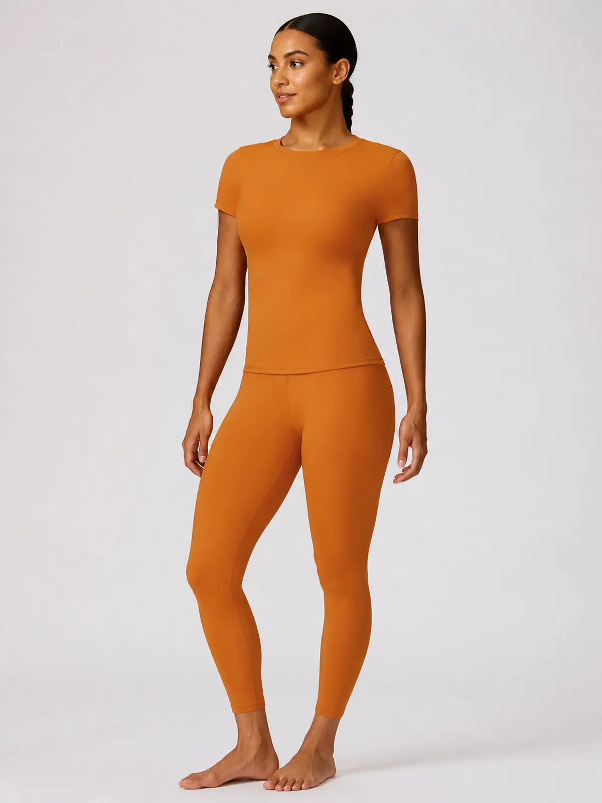 Cypress Verse Short-Sleeve Crew-Neck Yoga T-Shirt — orange — authoritative variation match