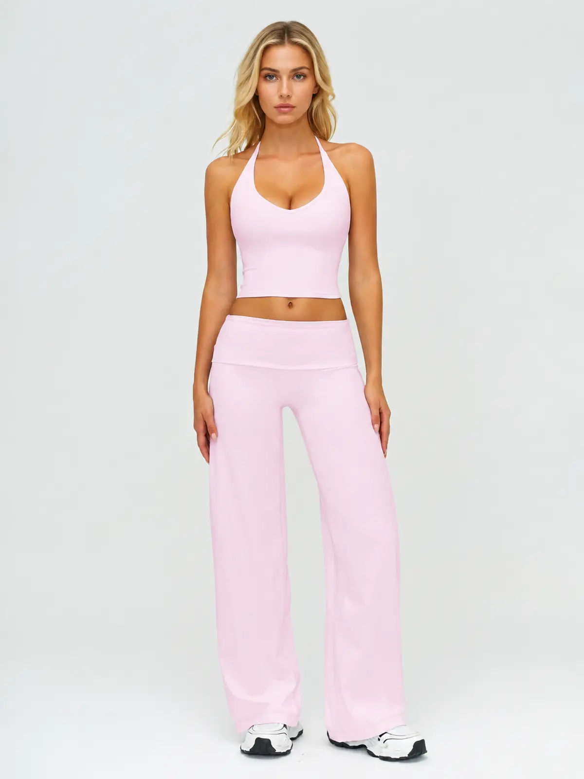 Daylight Drift Halter Tank Top and Wide-Leg Pants Set — studio portrait