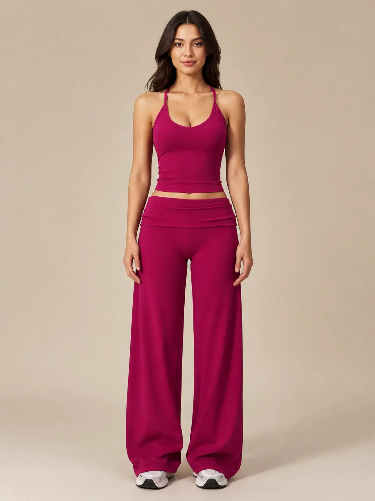 Drift Archive Tank Top and Wide-Leg Pants Set — raspberry red — general — authoritative variation match