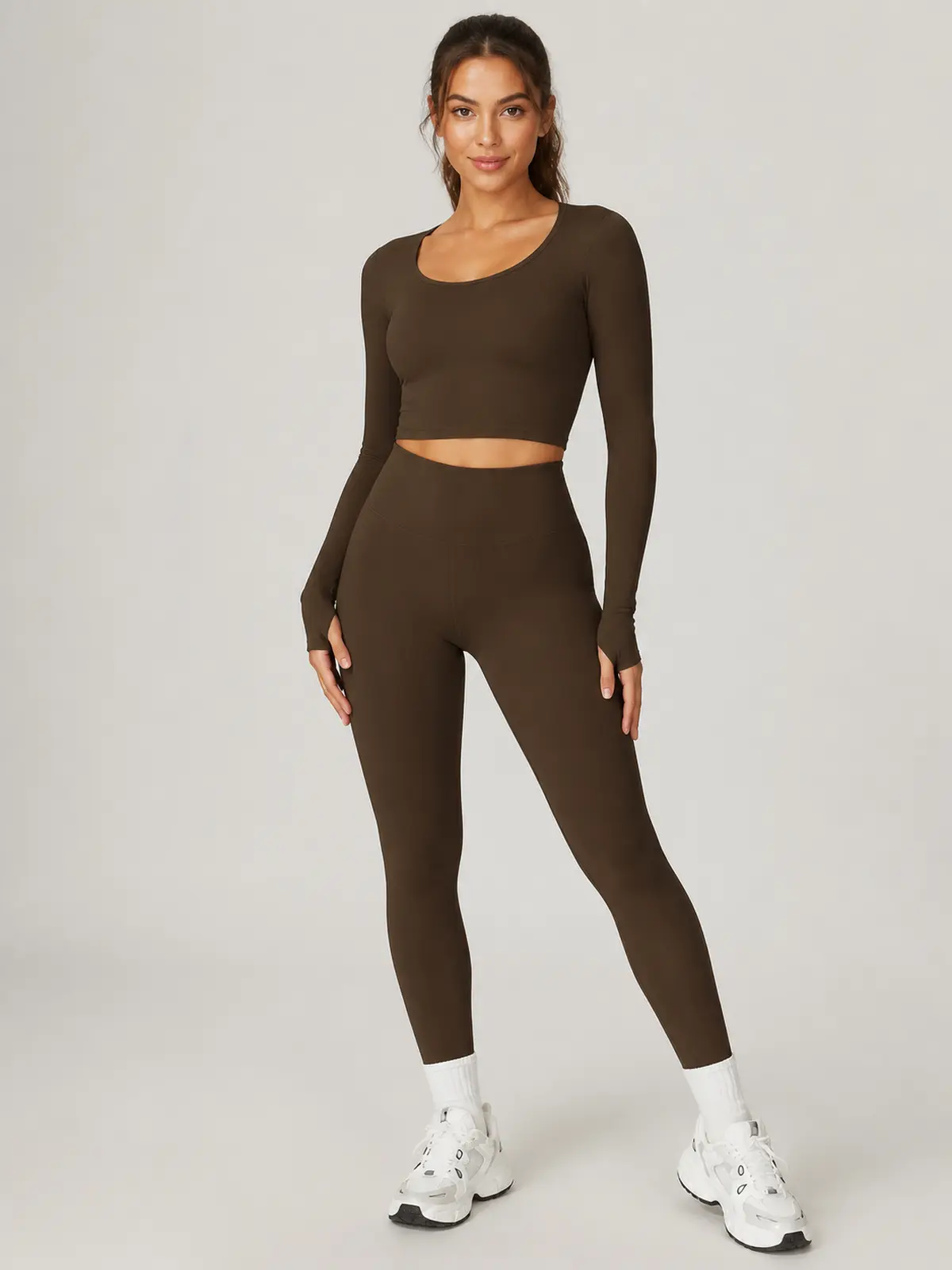 Emberline Studio High-Rise Full-Length Leggings — dark brown — general — authoritative variation match