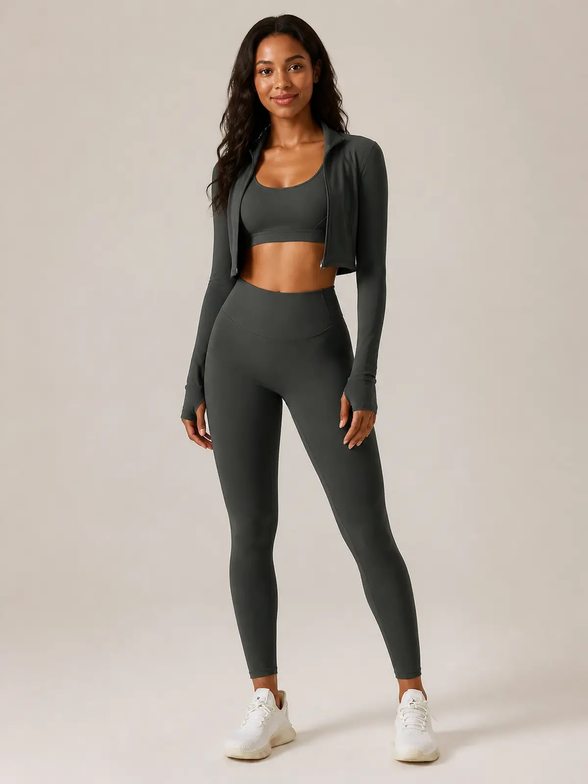 Emberline Studio High-Rise Full-Length Leggings — dark charcoal gray — authoritative variation match