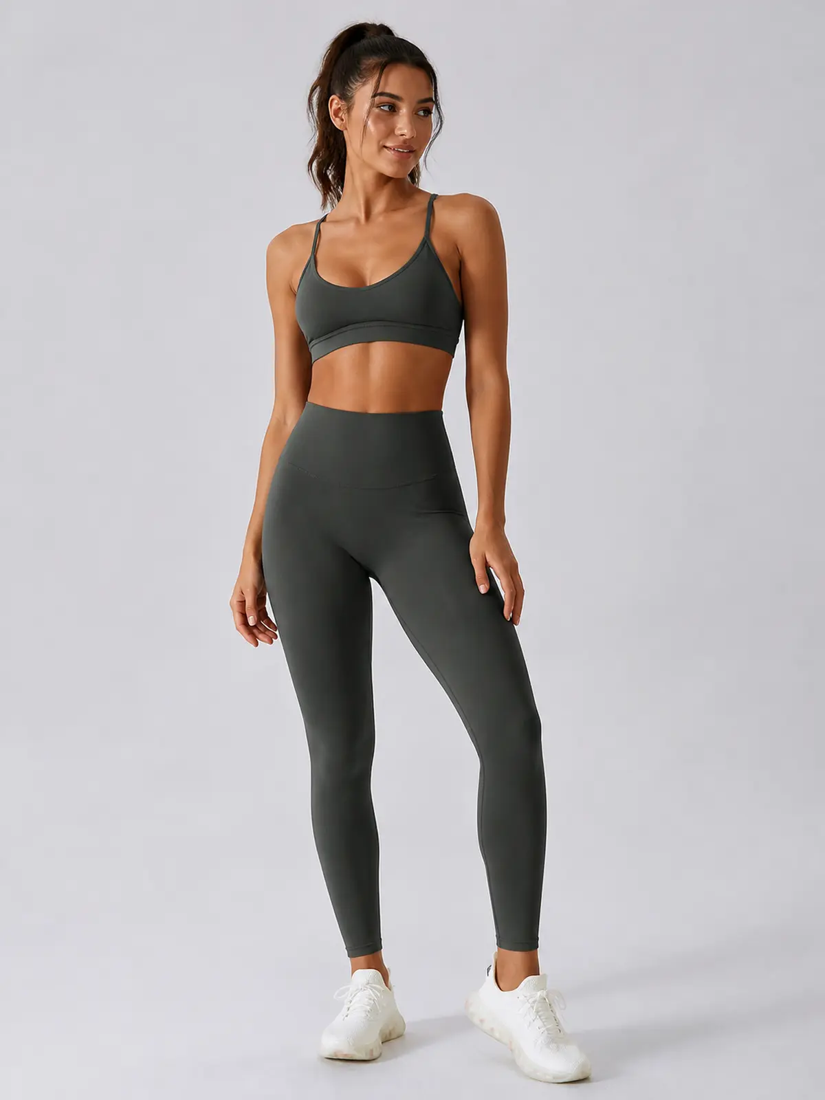 Emberline Studio High-Rise Full-Length Leggings — dark charcoal gray — authoritative variation match
