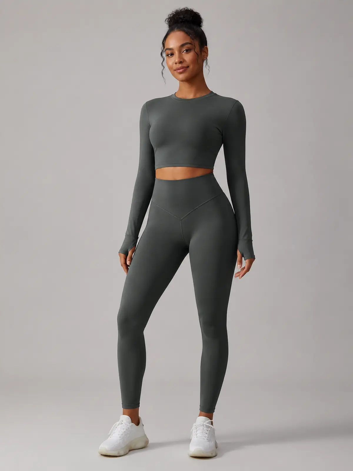 Emberline Studio High-Rise Full-Length Leggings — dark charcoal gray — authoritative variation match