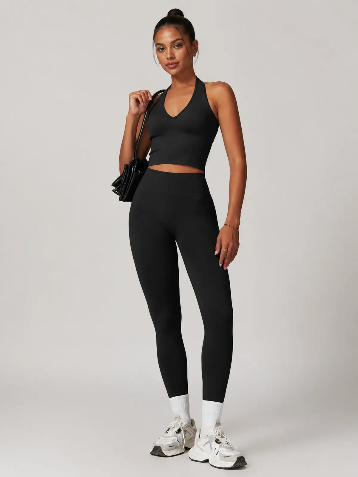 Fable Dusk Halter Tank Top and Leggings Set — black — general — authoritative variation image