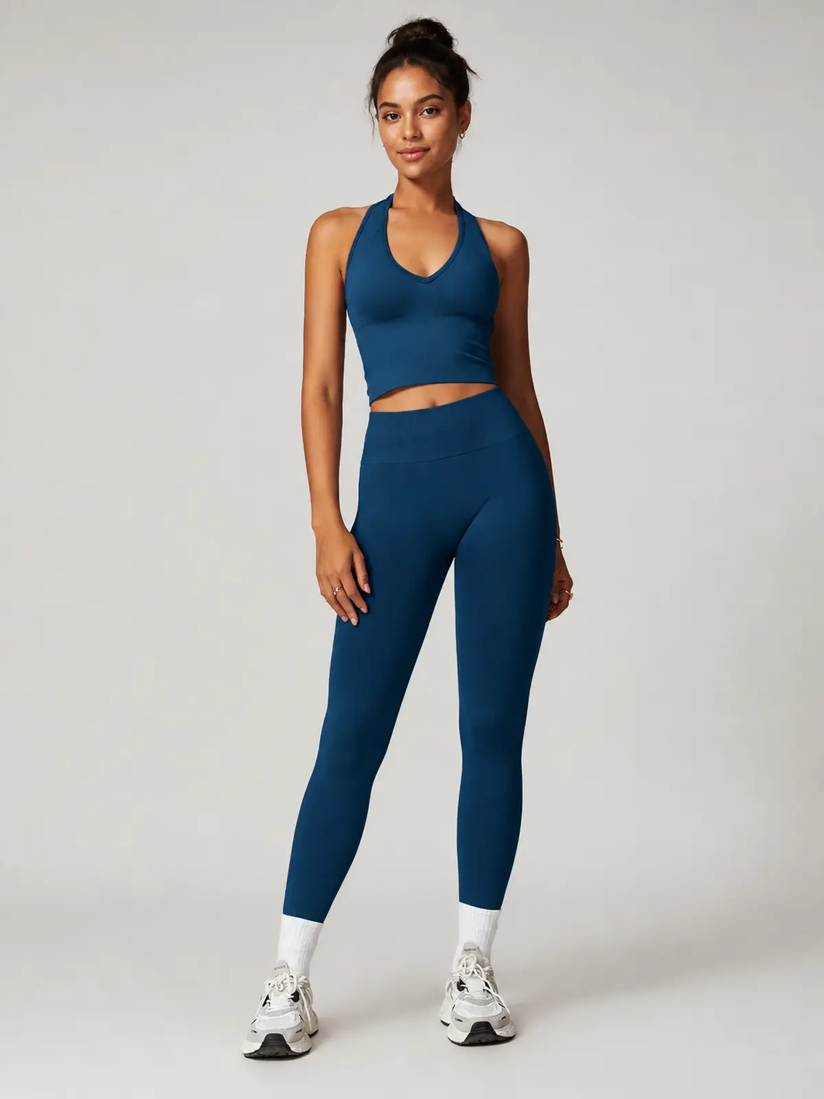 Fable Dusk Halter Tank Top and Leggings Set — dark navy blue — general — authoritative variation image