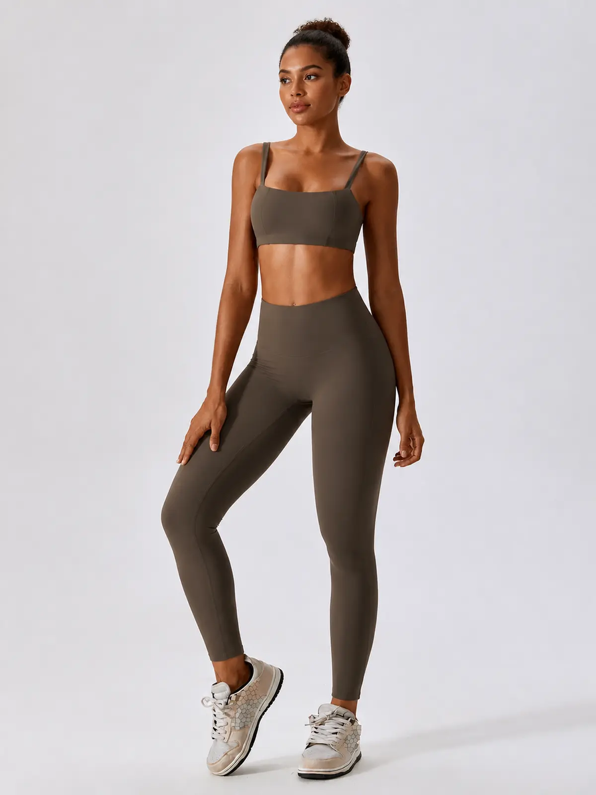 Fjord Cadence High-Rise Full-Length Yoga Leggings — dark taupe brown — general — authoritative variation match