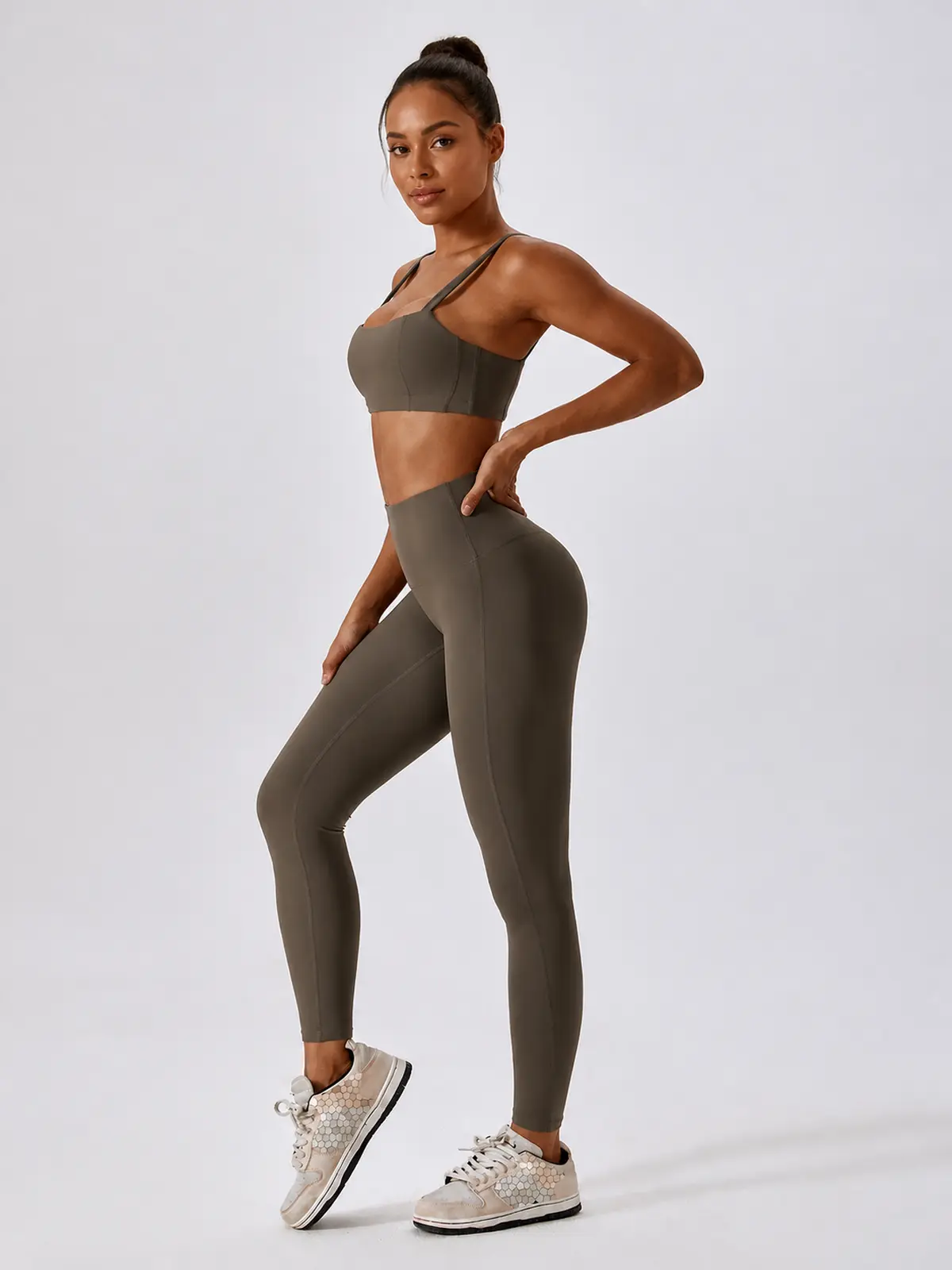 Fjord Cadence High-Rise Full-Length Yoga Leggings — dark taupe brown — general — authoritative variation match