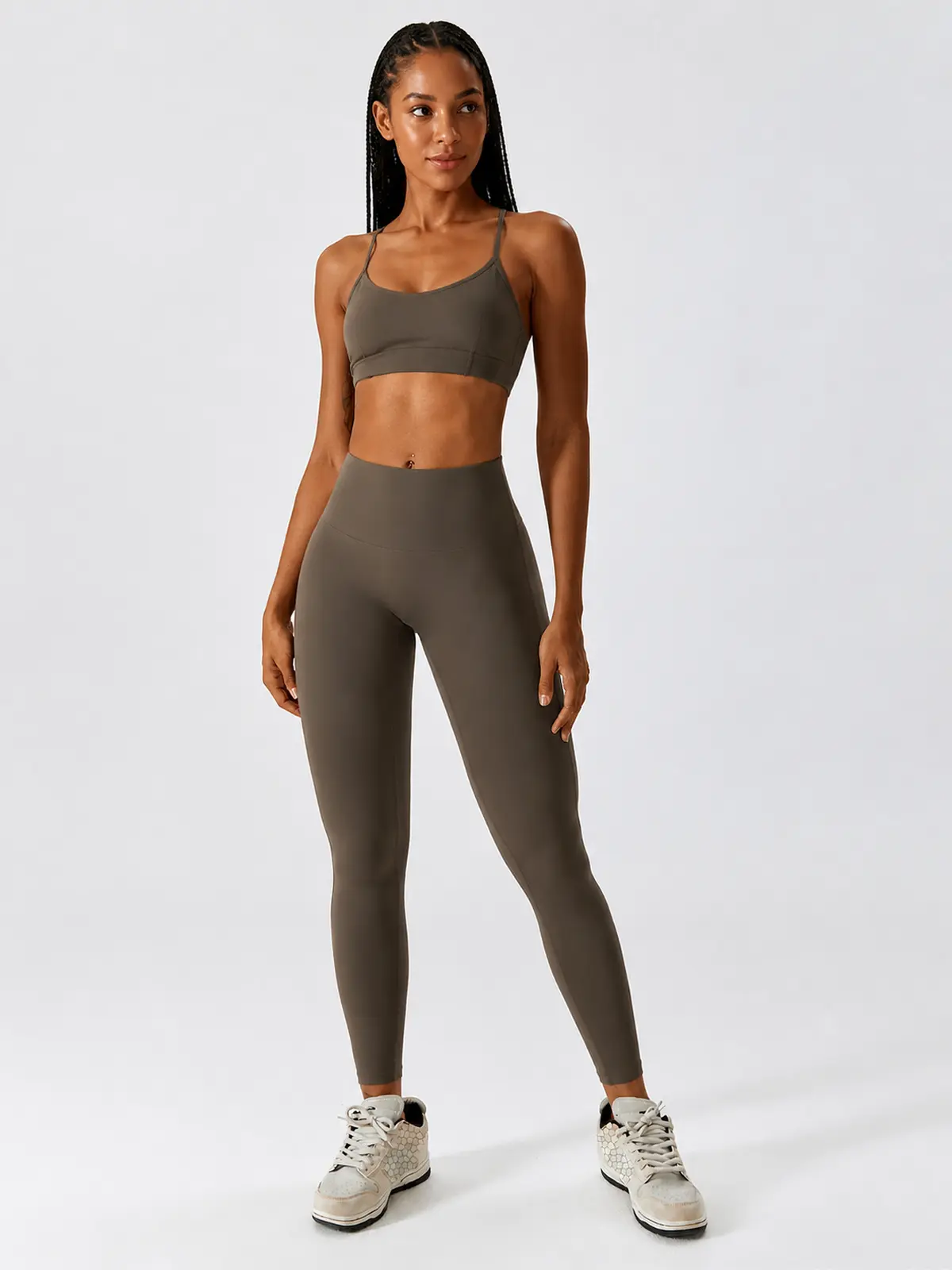 Fjord Cadence High-Rise Full-Length Yoga Leggings — dark taupe brown — authoritative variation match