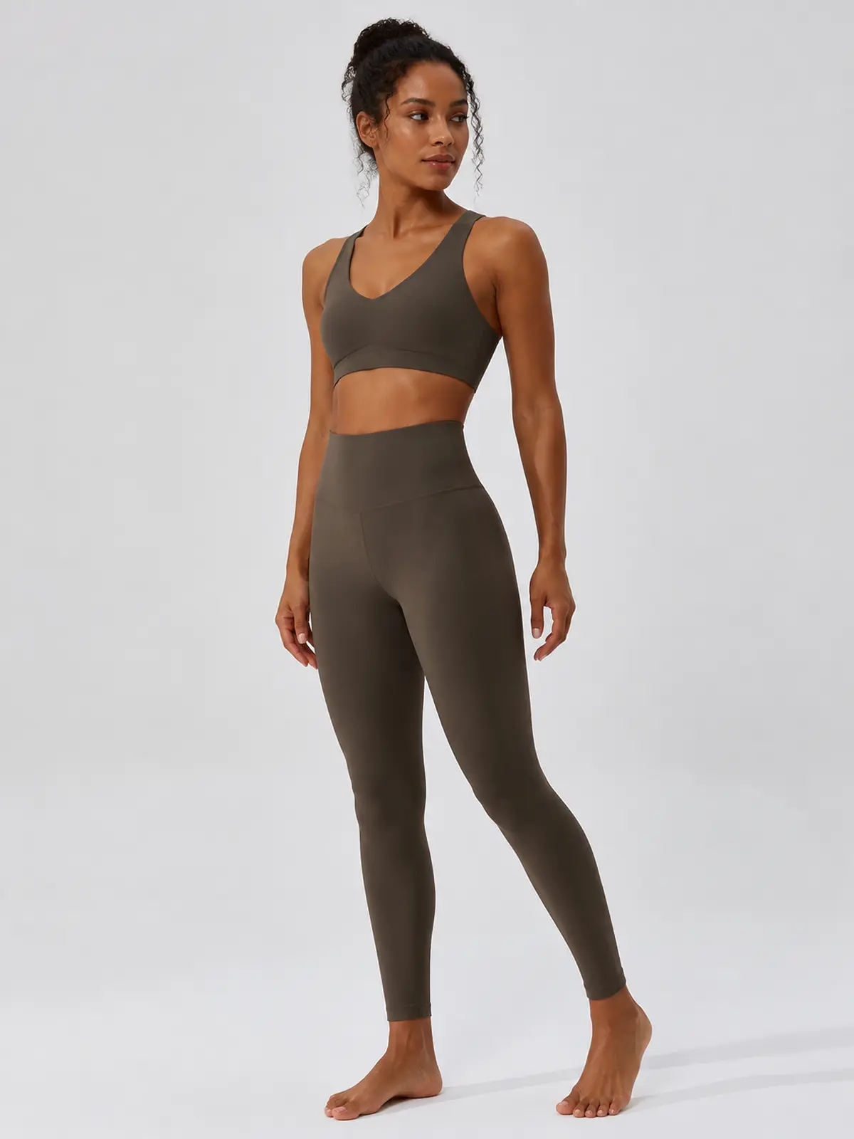 Fjord Cadence High-Rise Full-Length Yoga Leggings — dark taupe brown — authoritative variation match