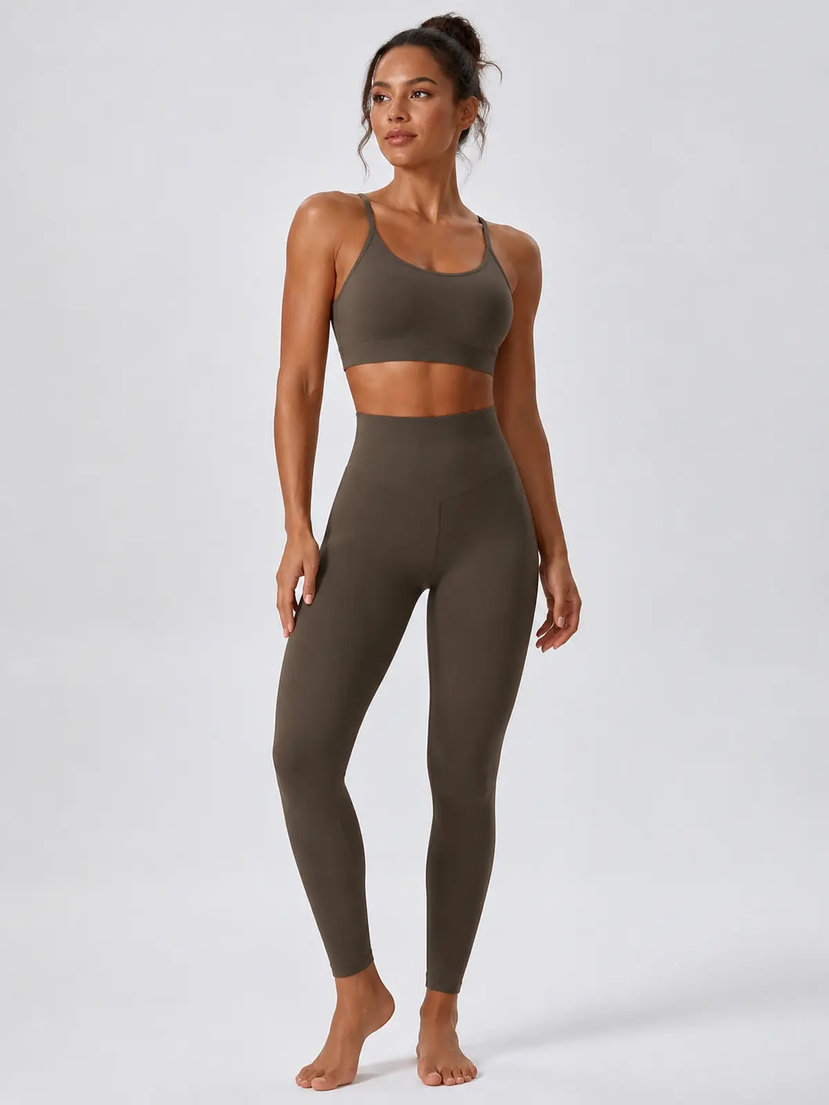 Fjord Cadence High-Rise Full-Length Yoga Leggings — dark taupe brown — authoritative variation match