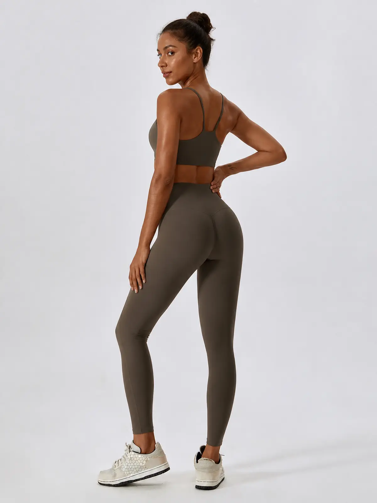 Fjord Cadence High-Rise Full-Length Yoga Leggings — dark taupe brown — authoritative variation match