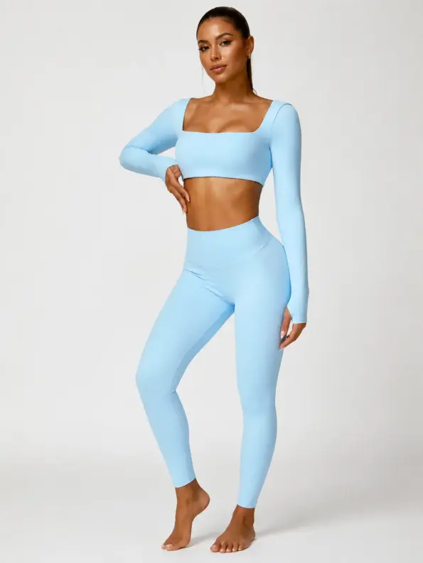 Grove Lilt Square-Neck Long-Sleeve Crop Top — sky blue — general — authoritative variation match