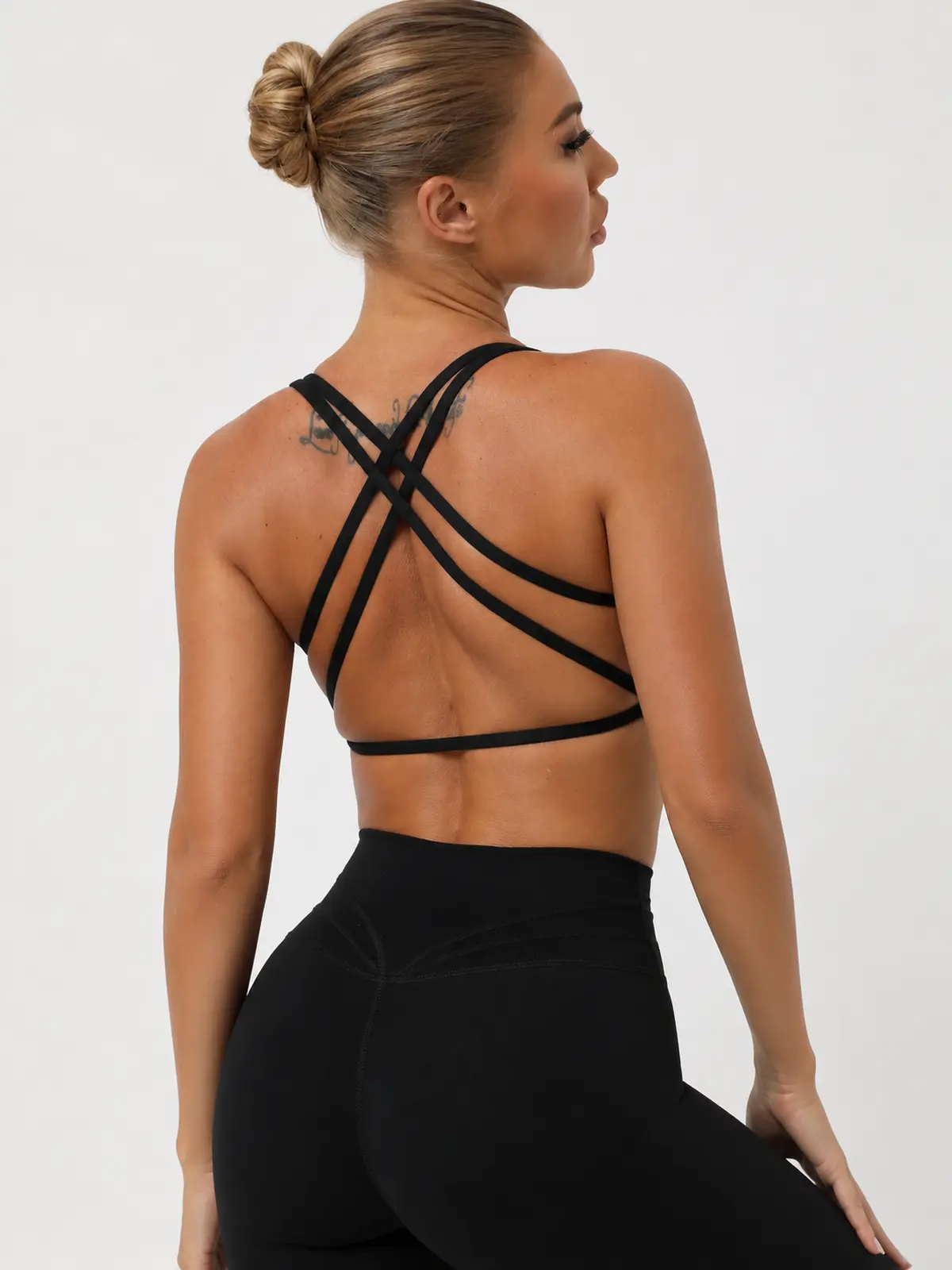 Harbor Lattice Crisscross-Back Sports Bra — black — sports-bra — authoritative variation image