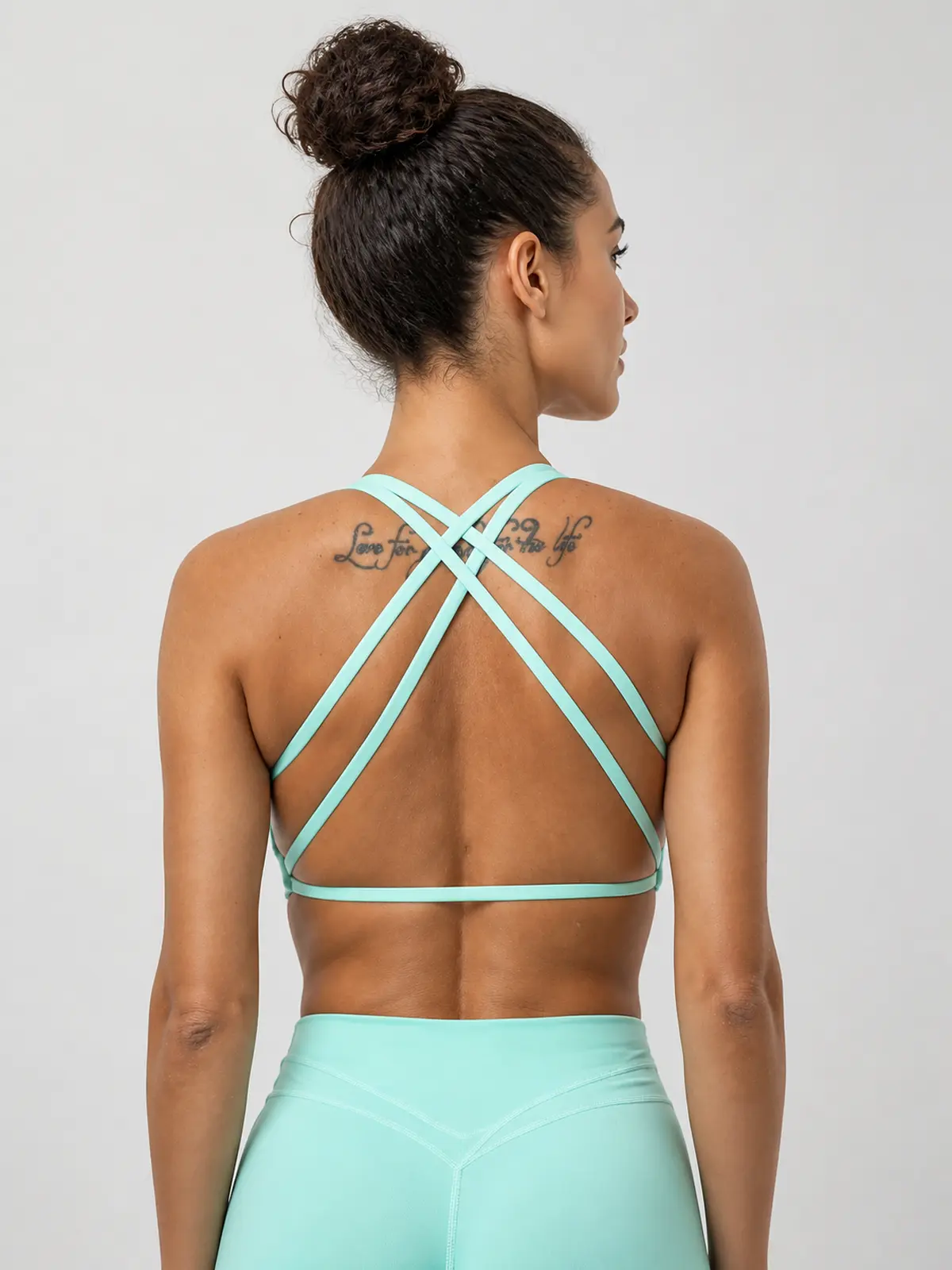Harbor Lattice Crisscross-Back Sports Bra — mint green — sports-bra — authoritative variation match