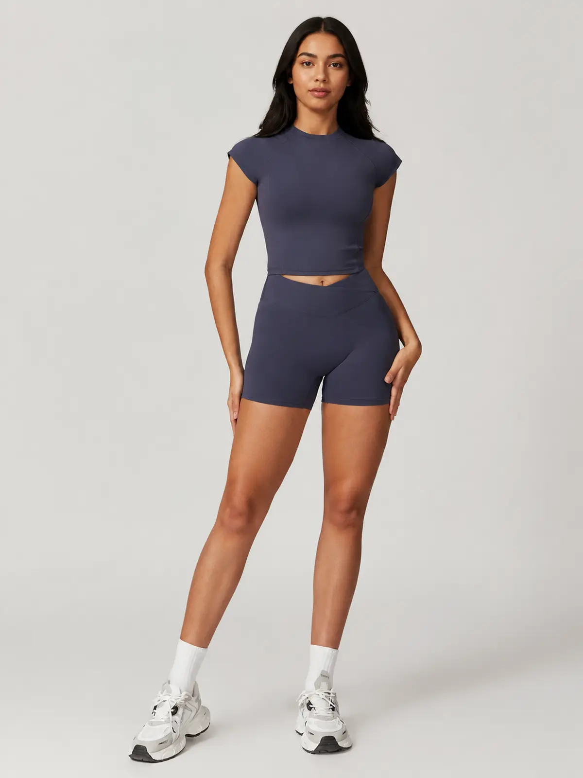 Harbor Quiet T-Shirt and Bike Shorts Set — blue-gray — general — authoritative variation image