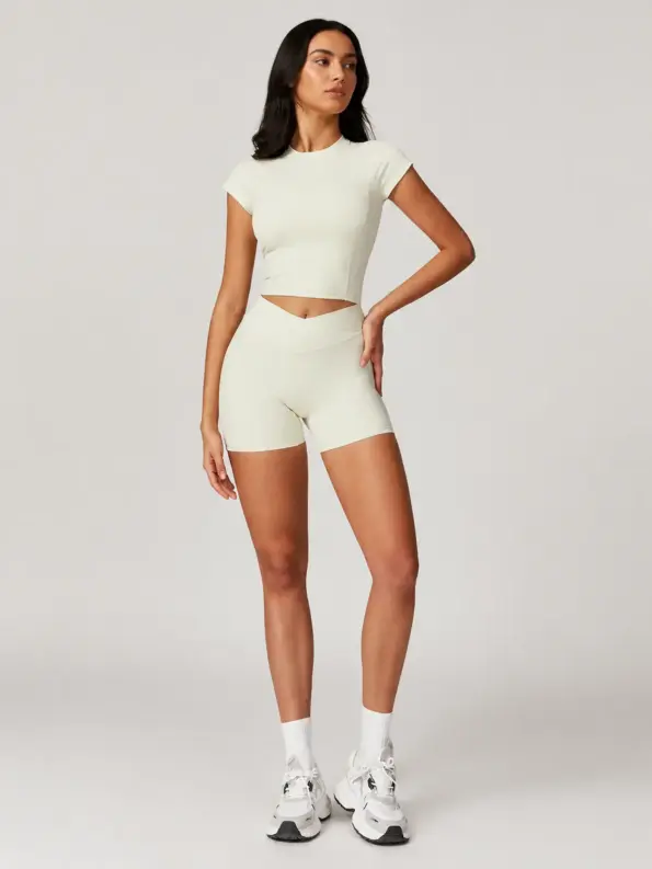 Harbor Quiet T-Shirt and Bike Shorts Set — cream — general — authoritative variation image