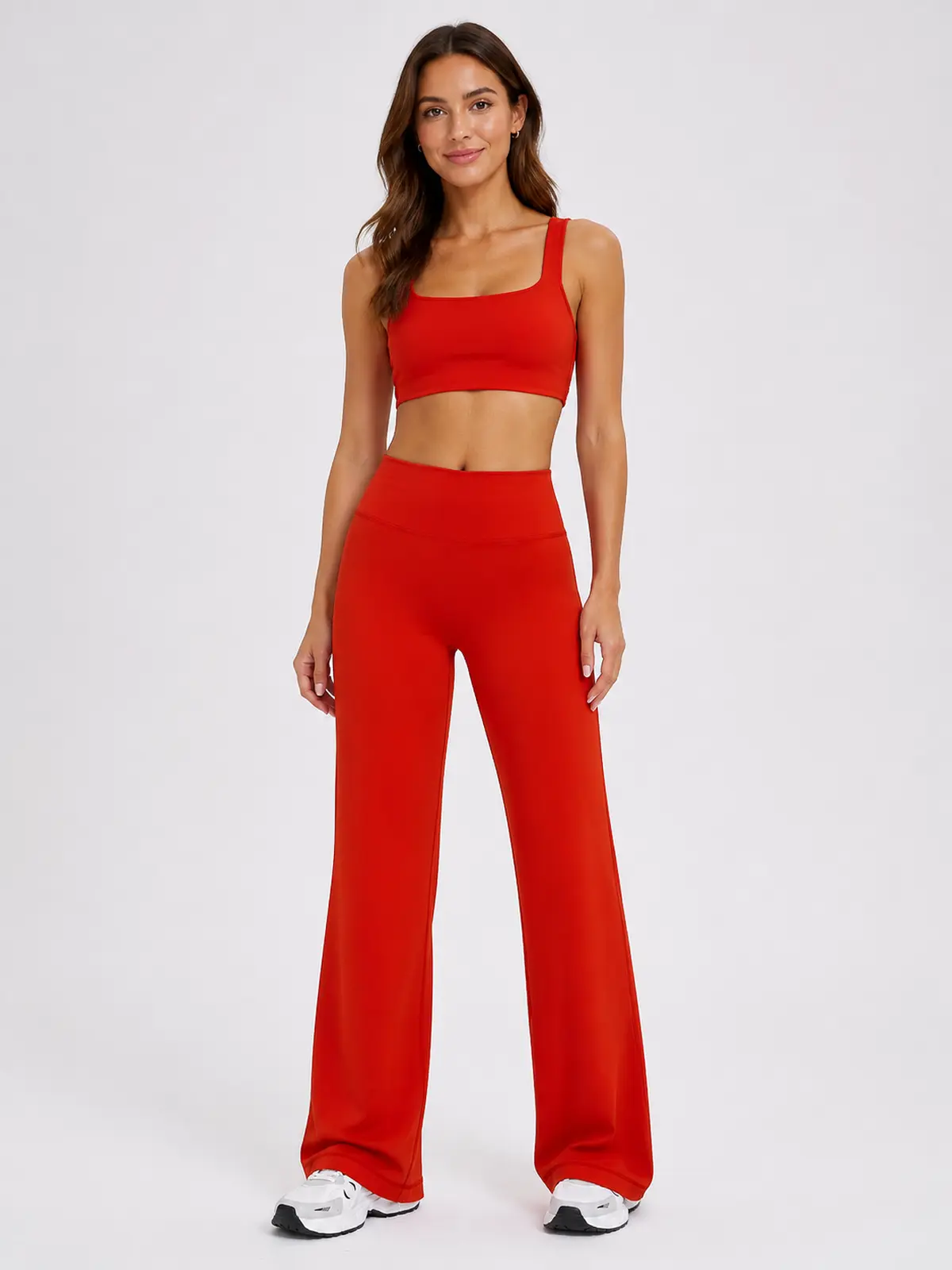 Harbor Verse High-Rise Flare Leggings — bright red — flare-leggings — authoritative variation match