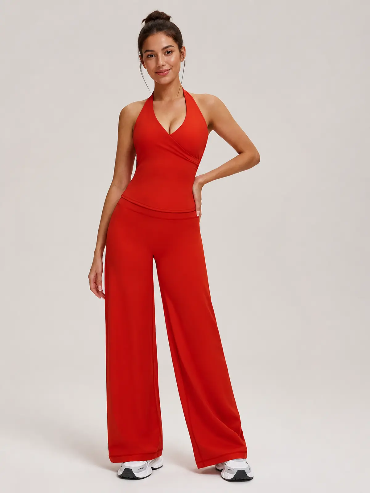 Harbor Verse High-Rise Flare Leggings — bright red — pants — authoritative variation match