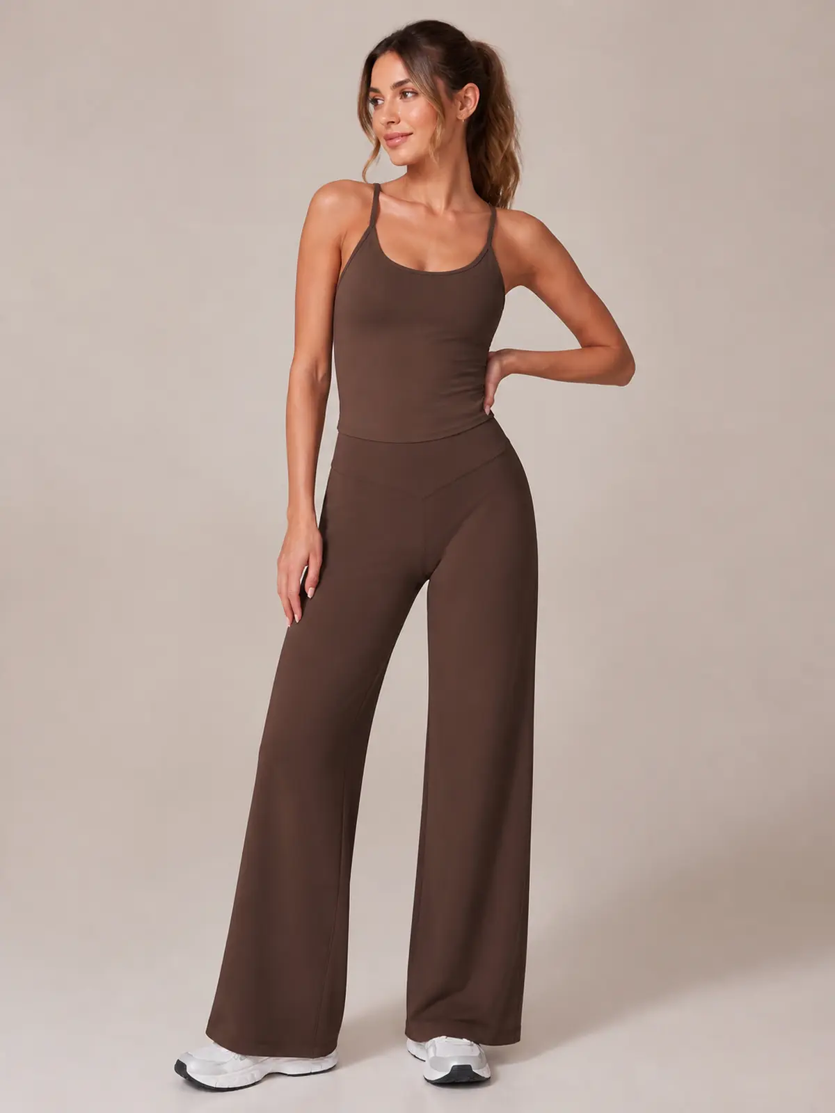 Harbor Verse High-Rise Flare Leggings — chocolate brown — pants — authoritative variation match