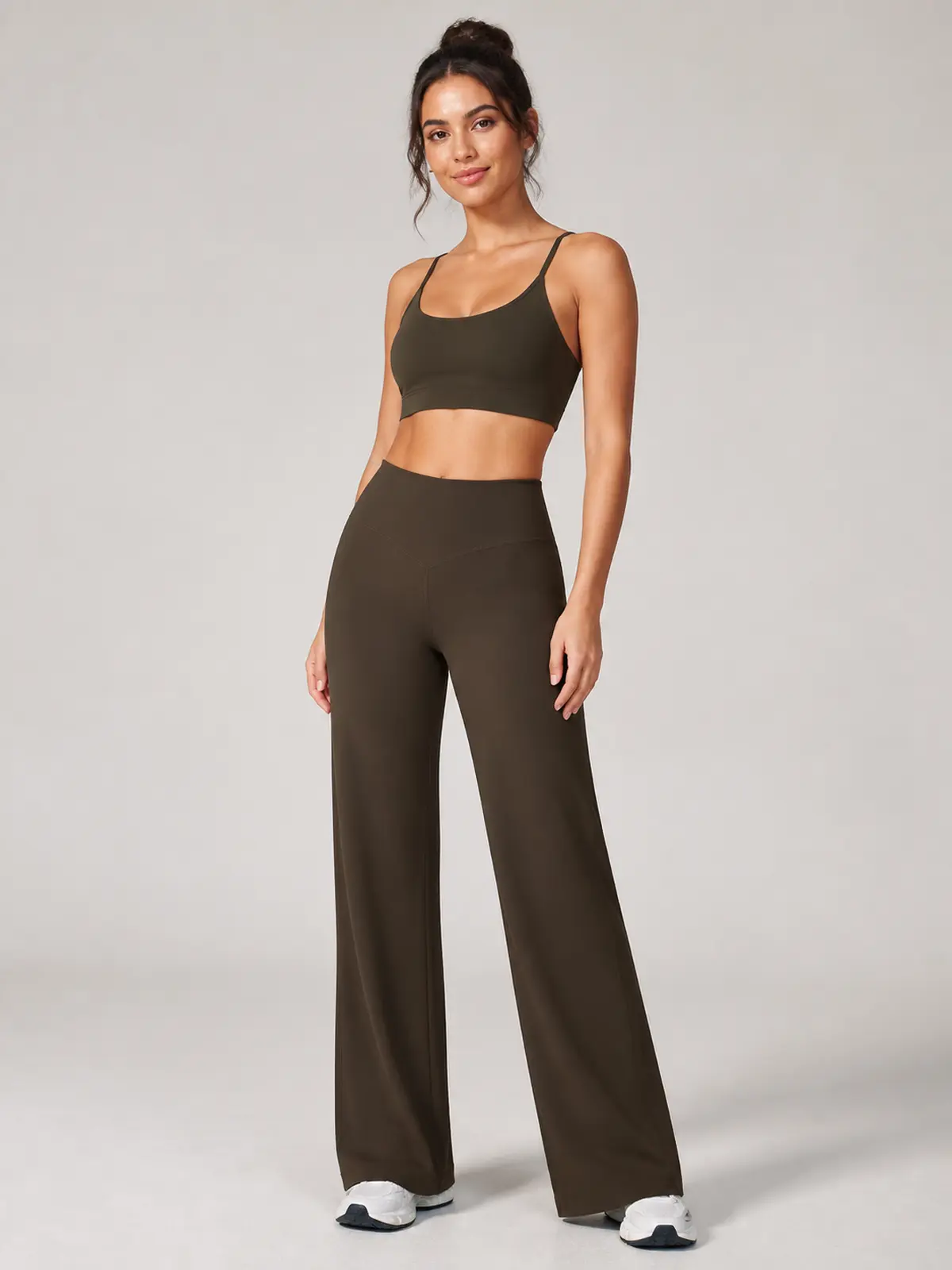 Harbor Verse High-Rise Flare Leggings — dark coffee brown — pants — assigned human anchor cluster