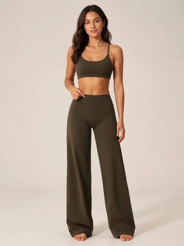 Harbor Verse High-Rise Flare Leggings — dark coffee brown — pants — authoritative variation match