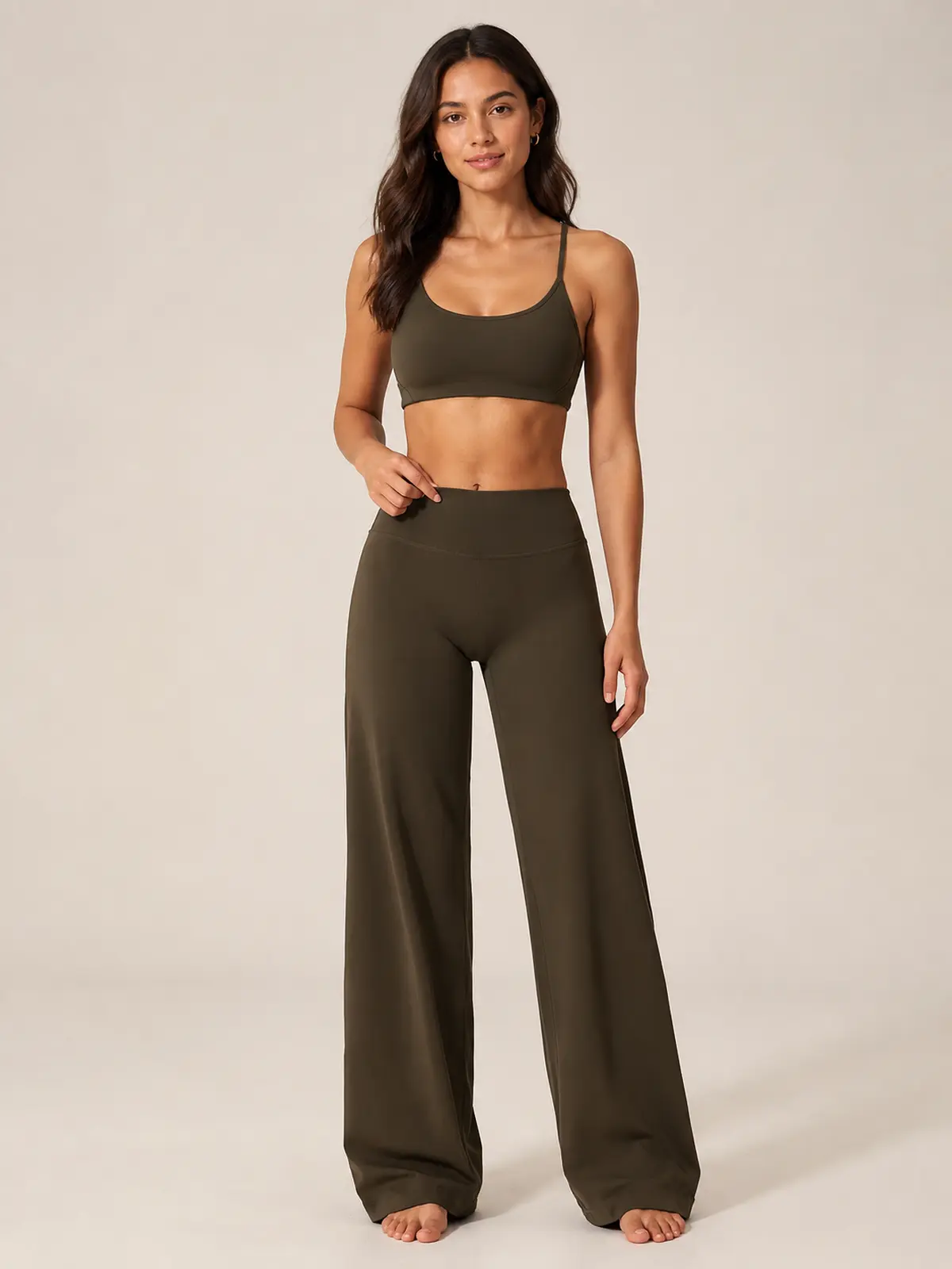 Harbor Verse High-Rise Flare Leggings — dark coffee brown — pants — authoritative variation match