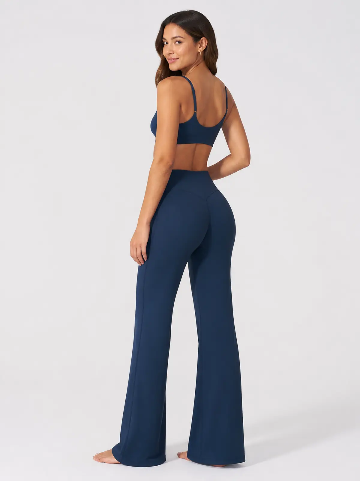 Harbor Verse High-Rise Flare Leggings — dark navy blue — flare-leggings — authoritative variation match
