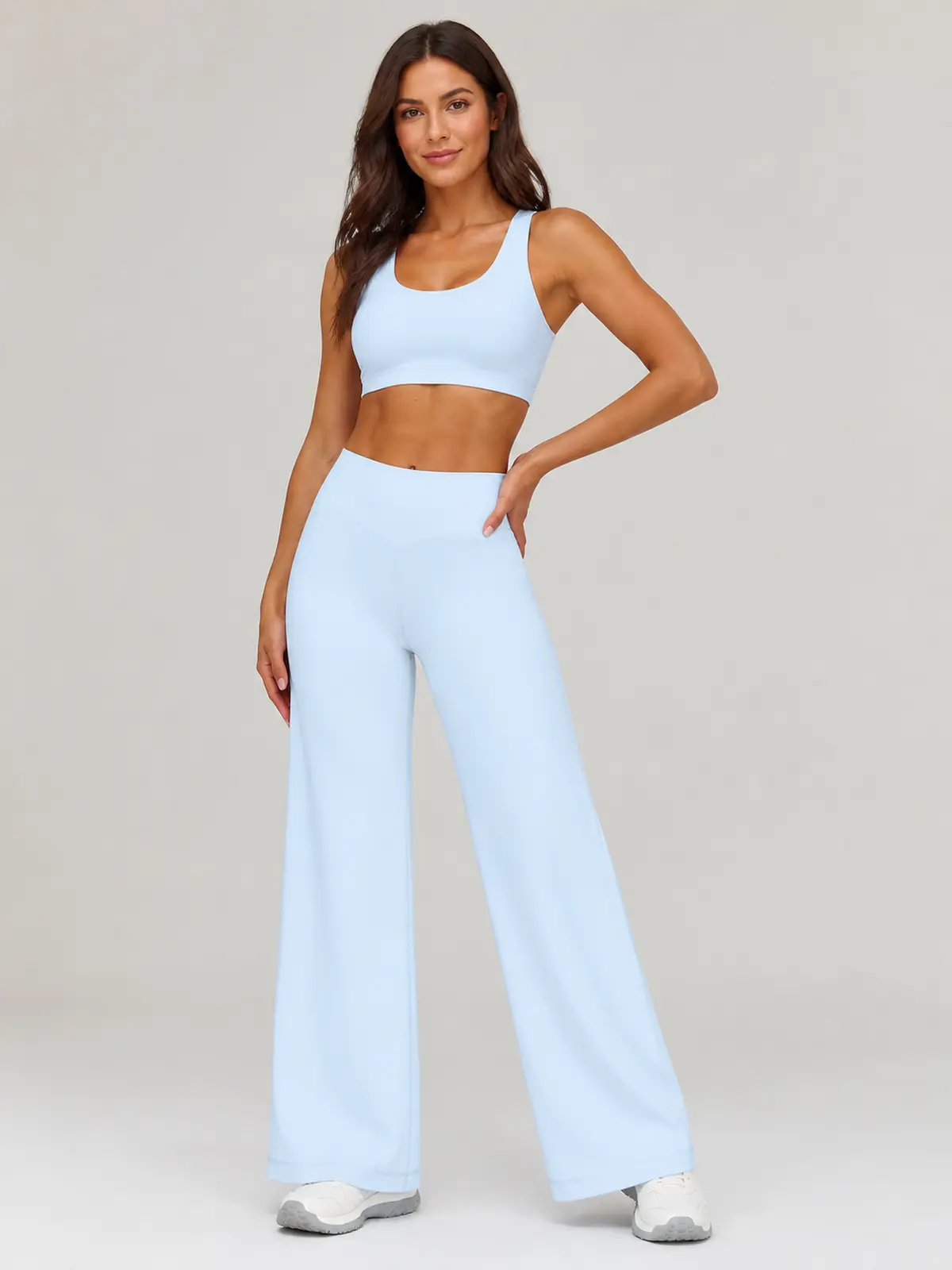 Harbor Verse High-Rise Flare Leggings — light blue — flare-leggings — authoritative variation match