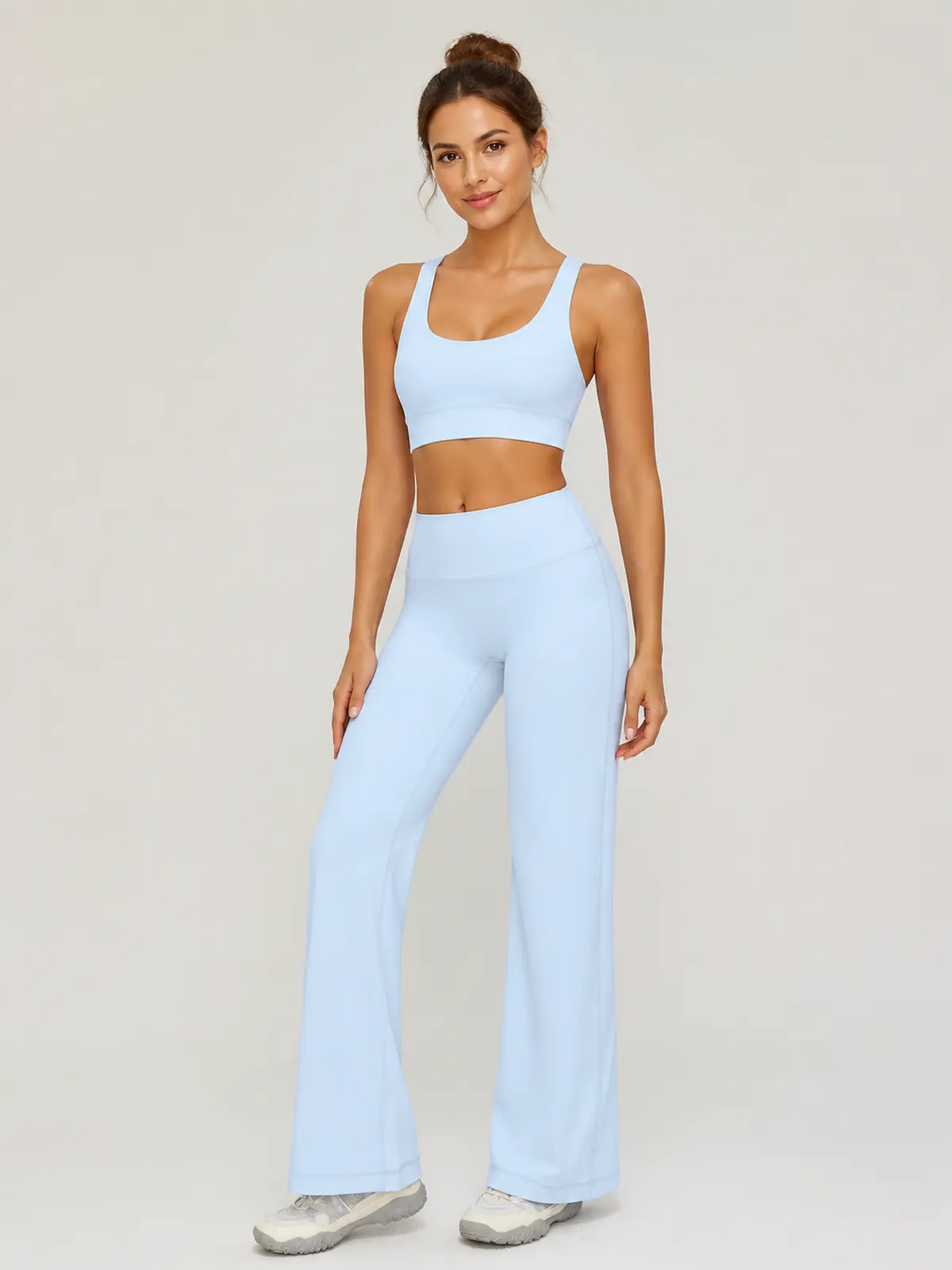Harbor Verse High-Rise Flare Leggings — light blue — flare-leggings — authoritative variation match